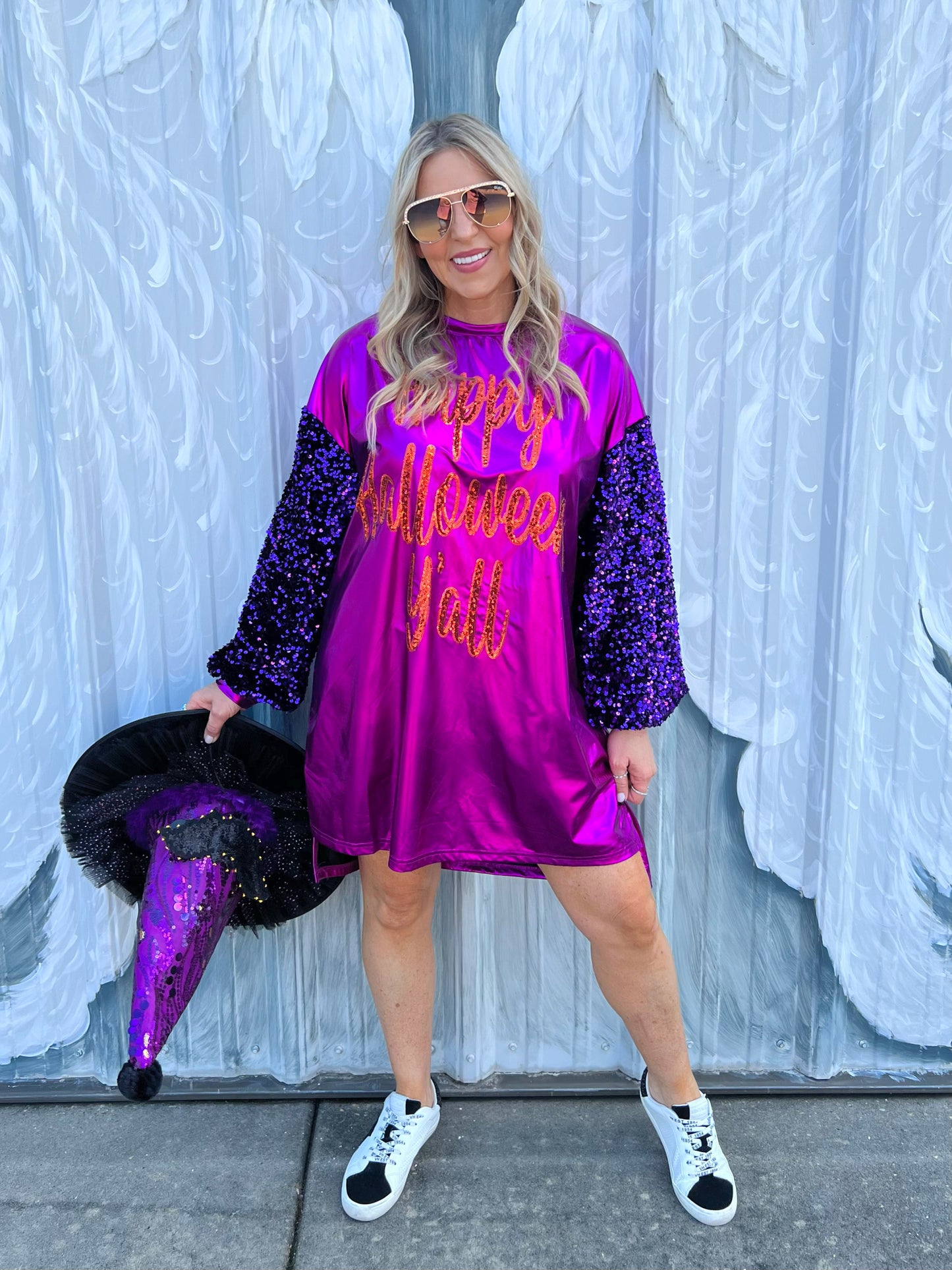 Happy Halloween Foil Sequin Dress