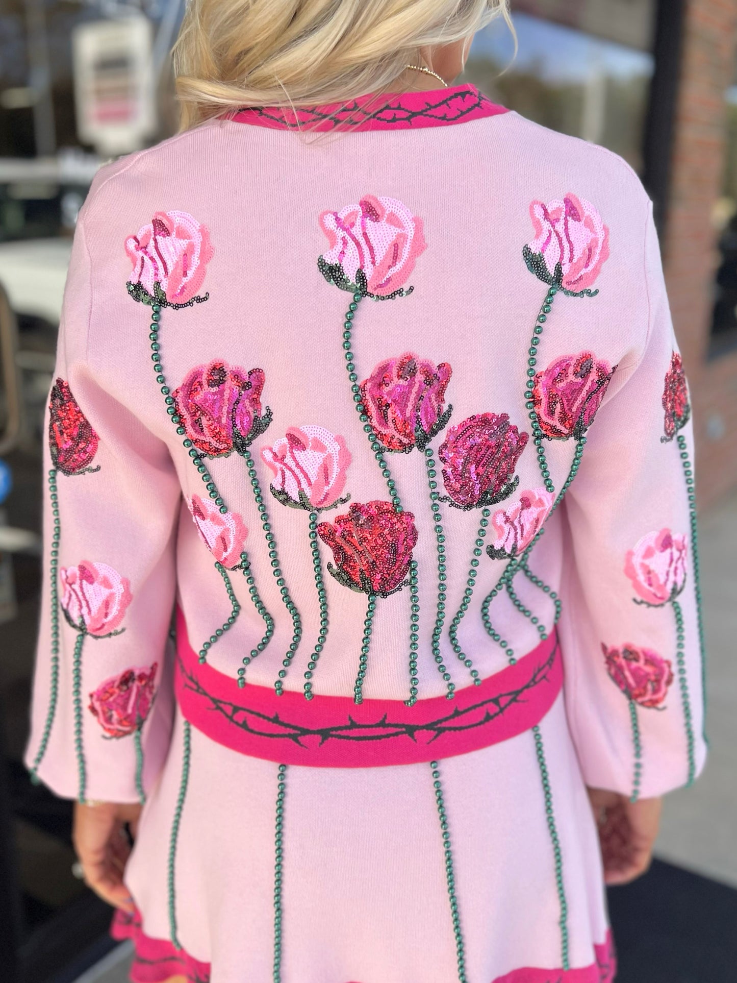 QOS Long Stem Rose Cardigan