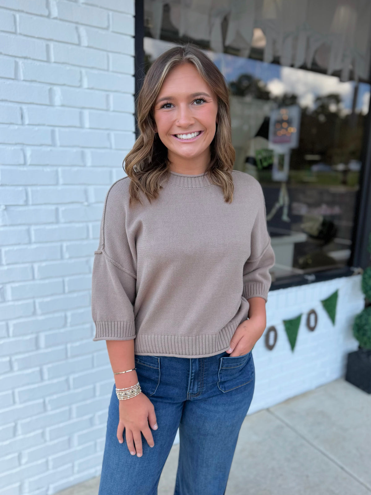 Exposed Seam Drop Shoulder Top