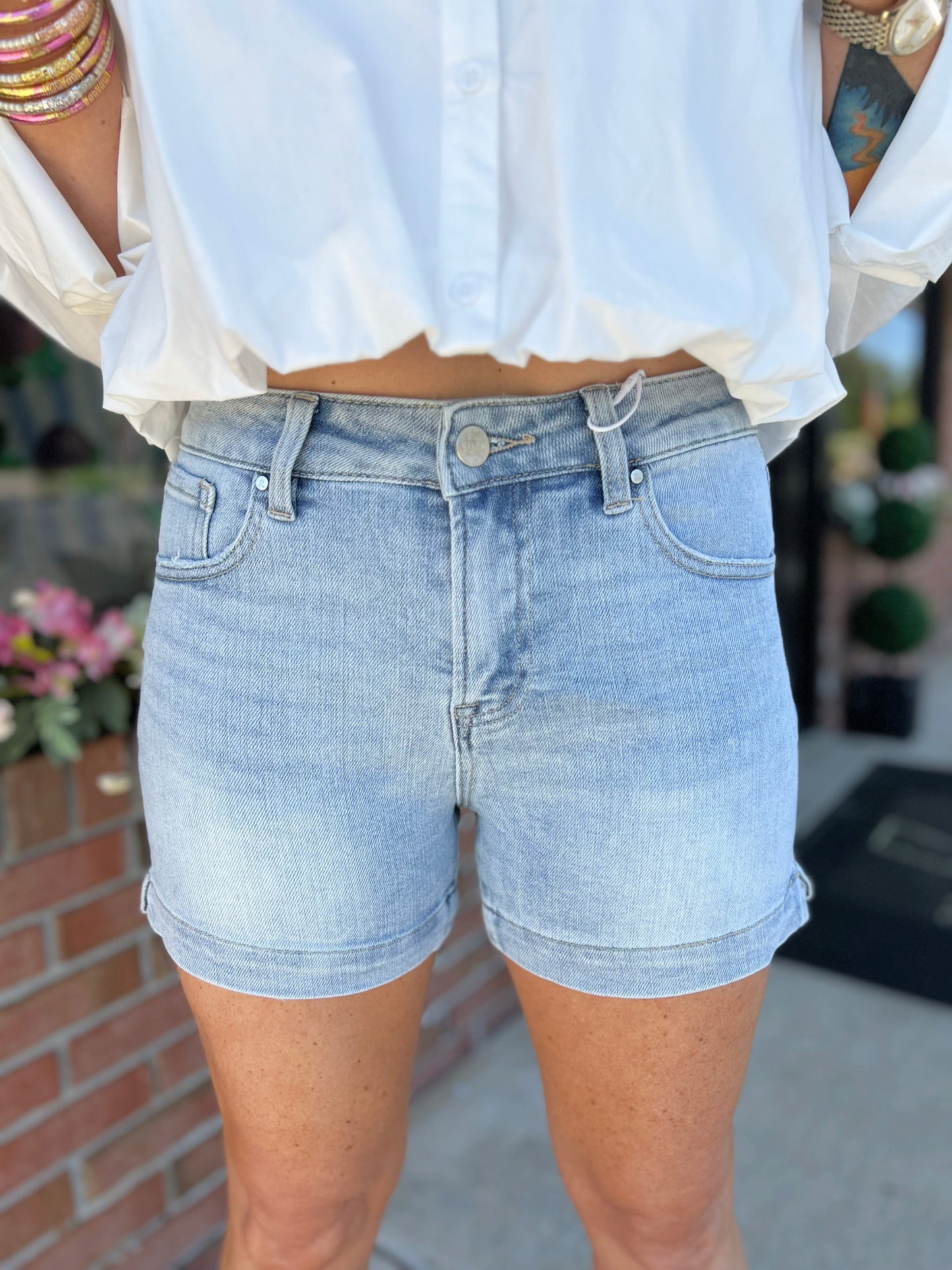 High Rise Side Slit Shorts