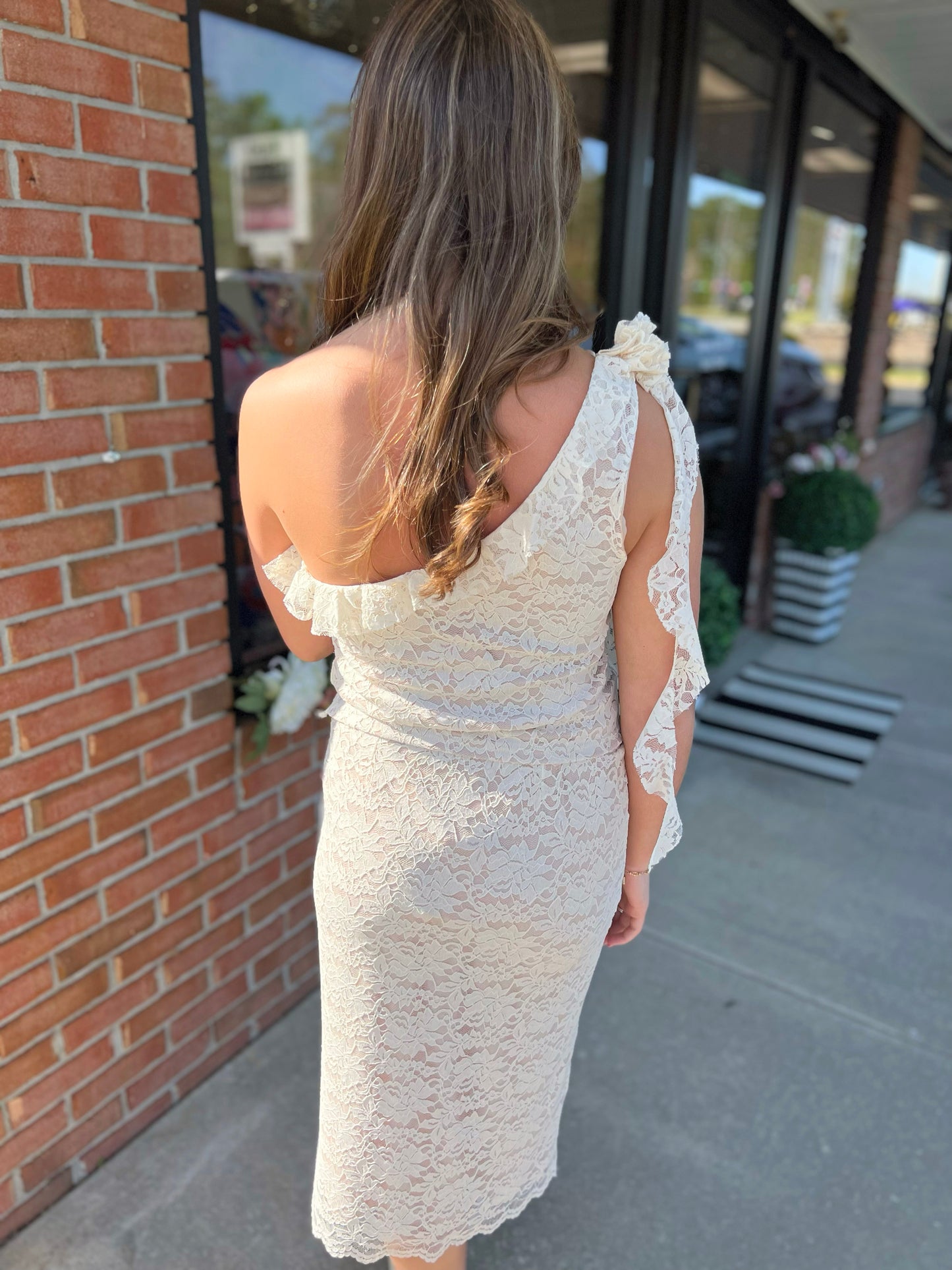 One Shoulder Lace Top