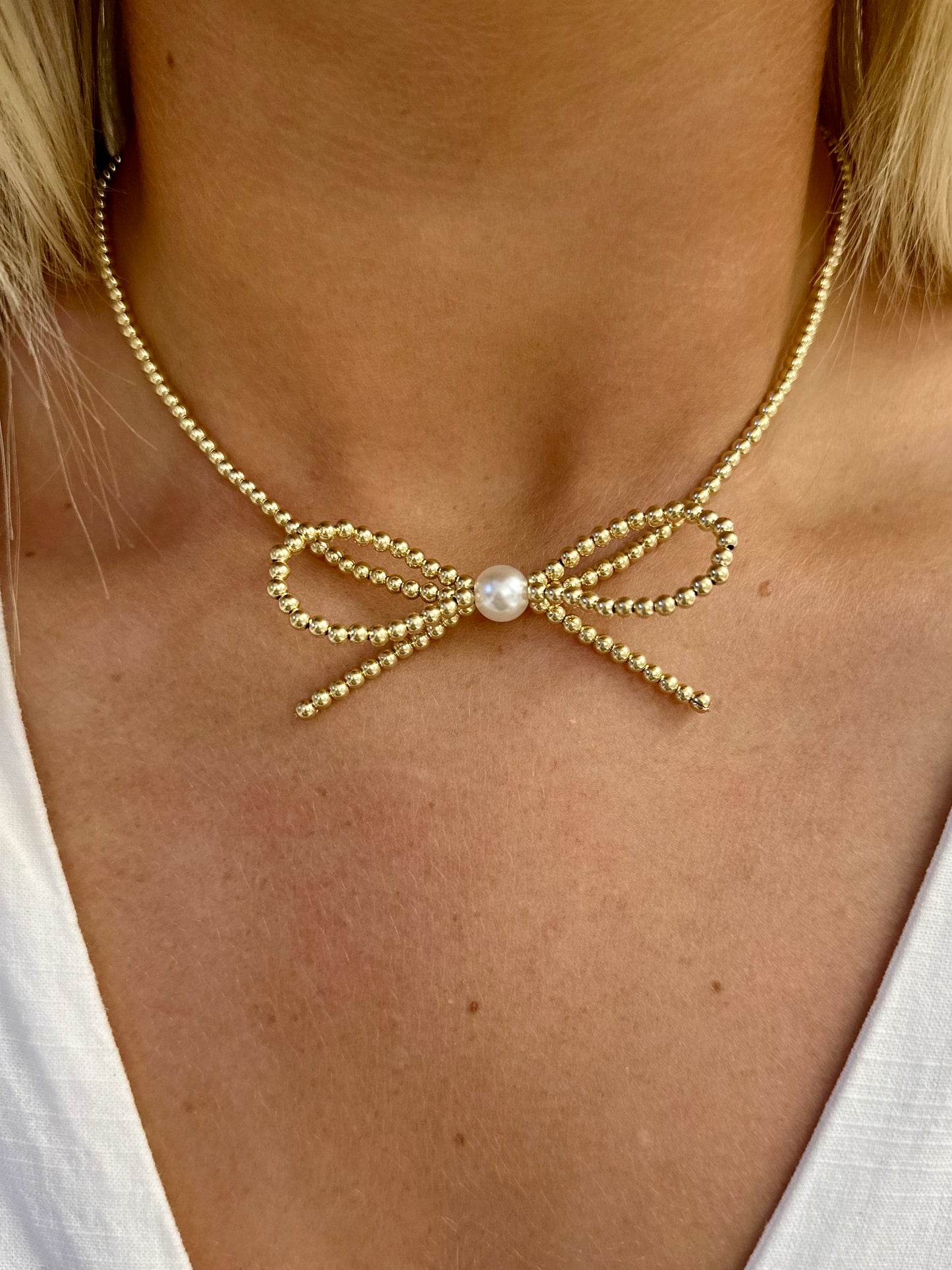 Gold Bow Necklace