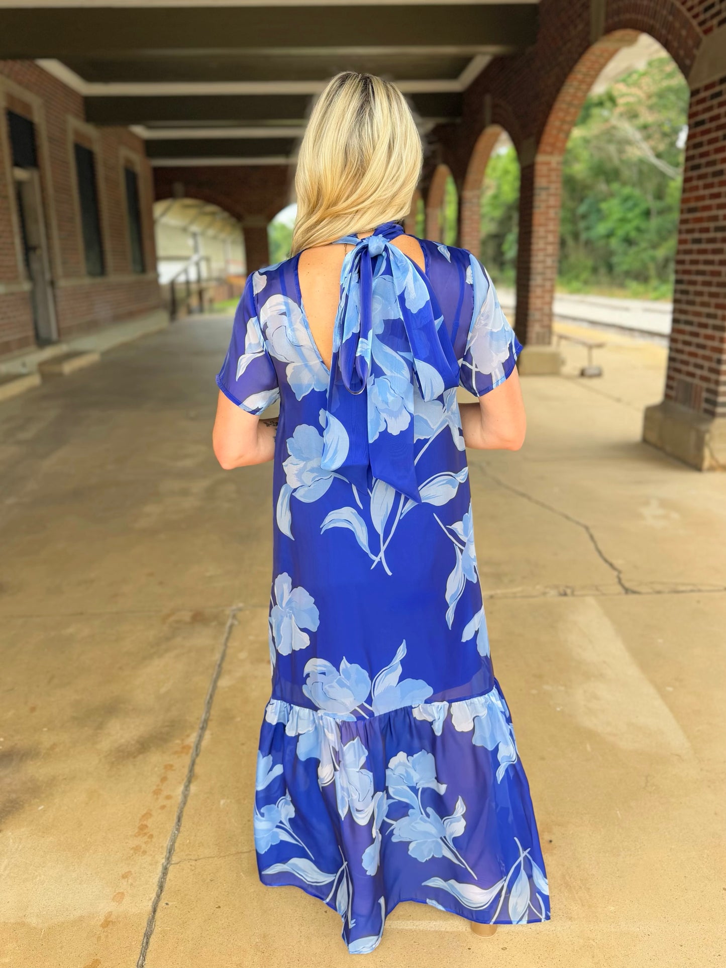 Organza Mockneck Maxi Dress
