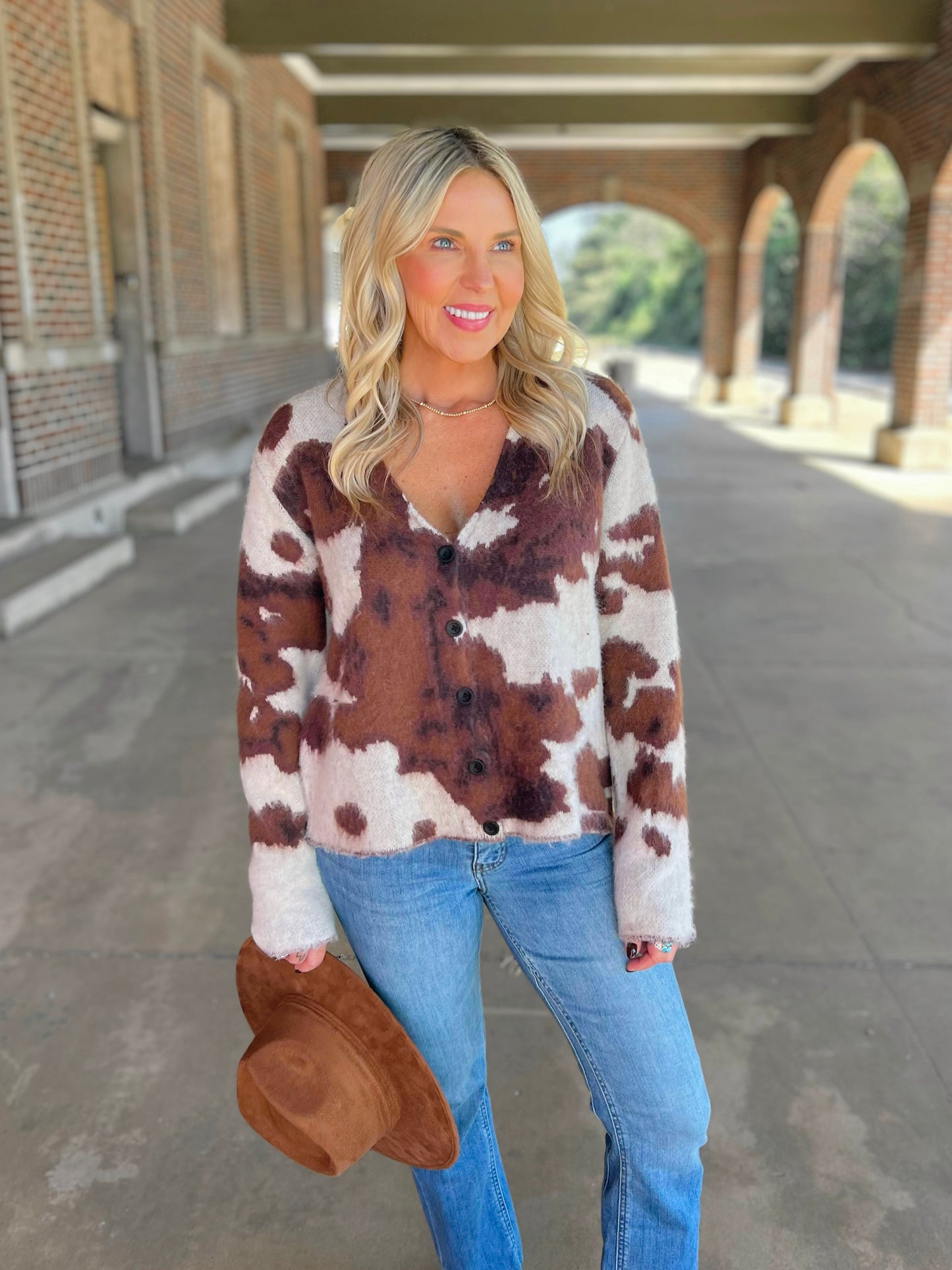 Cow Print Cardigan