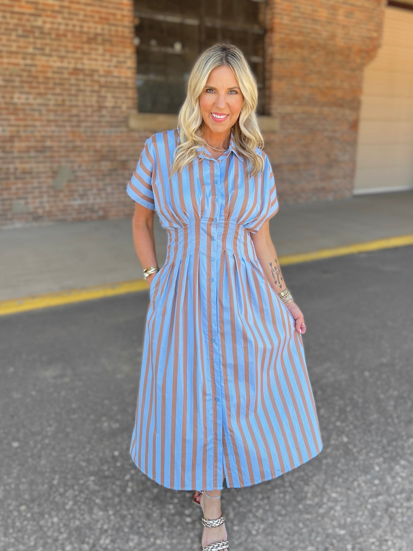 Striped Button Up Maxi Dress