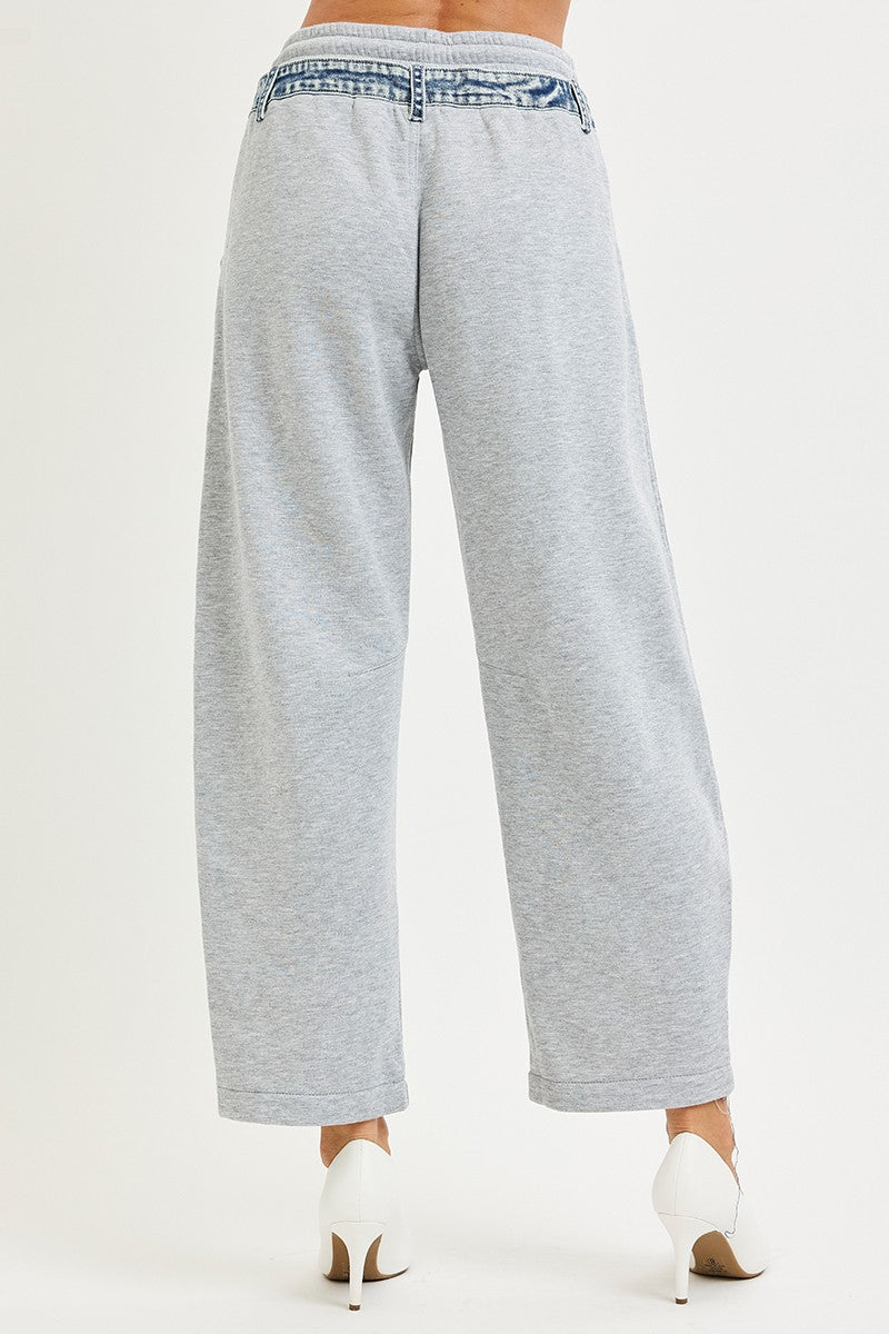 Risen Contrast Denim Detail Pants