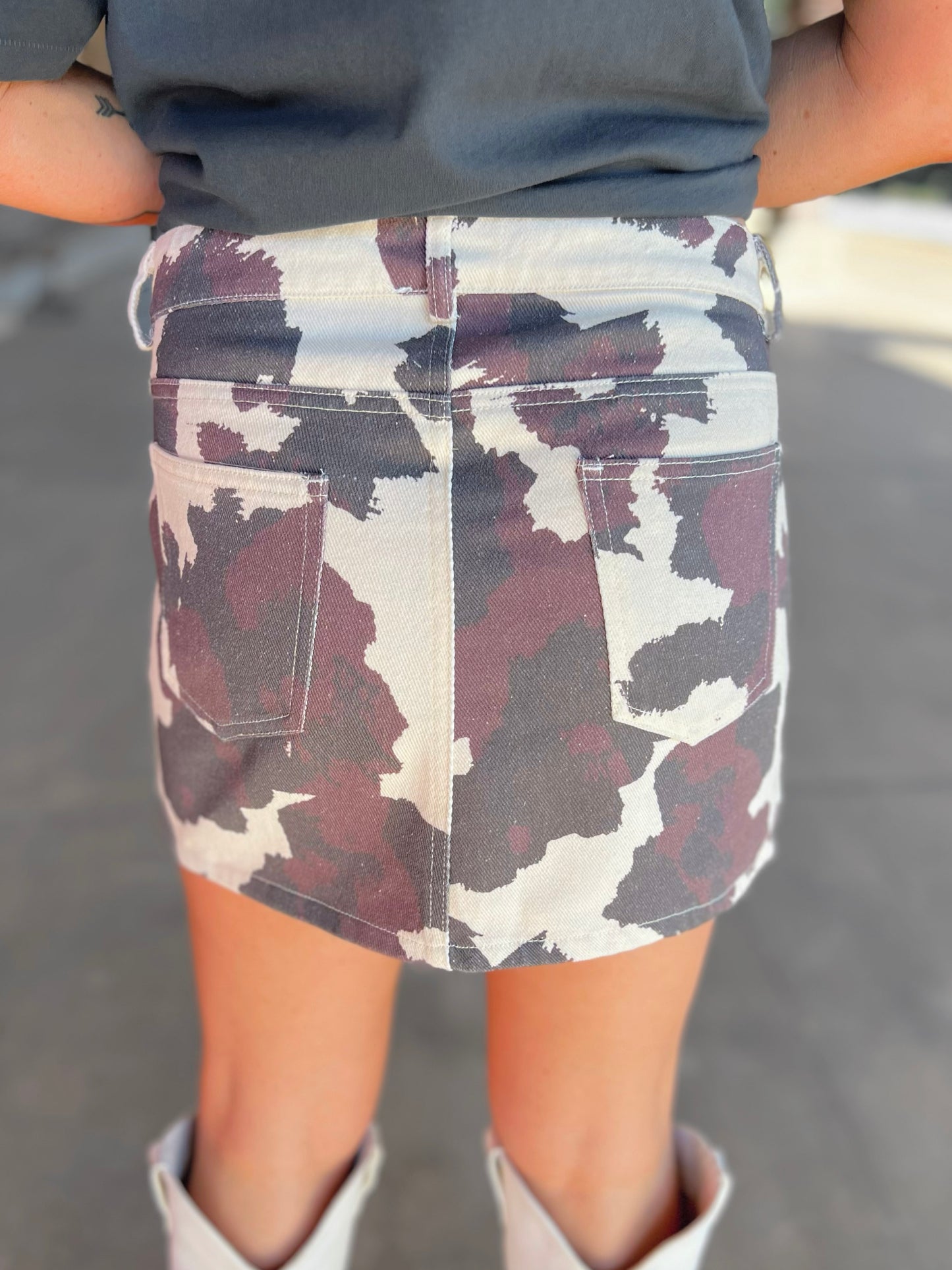 Cow Print Mini Skirt