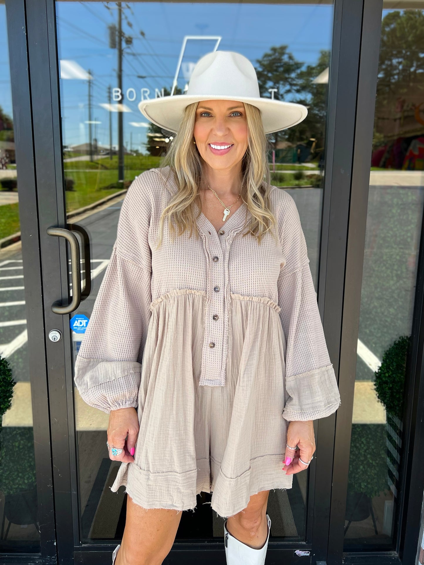 Long Sleeve Gauze Romper