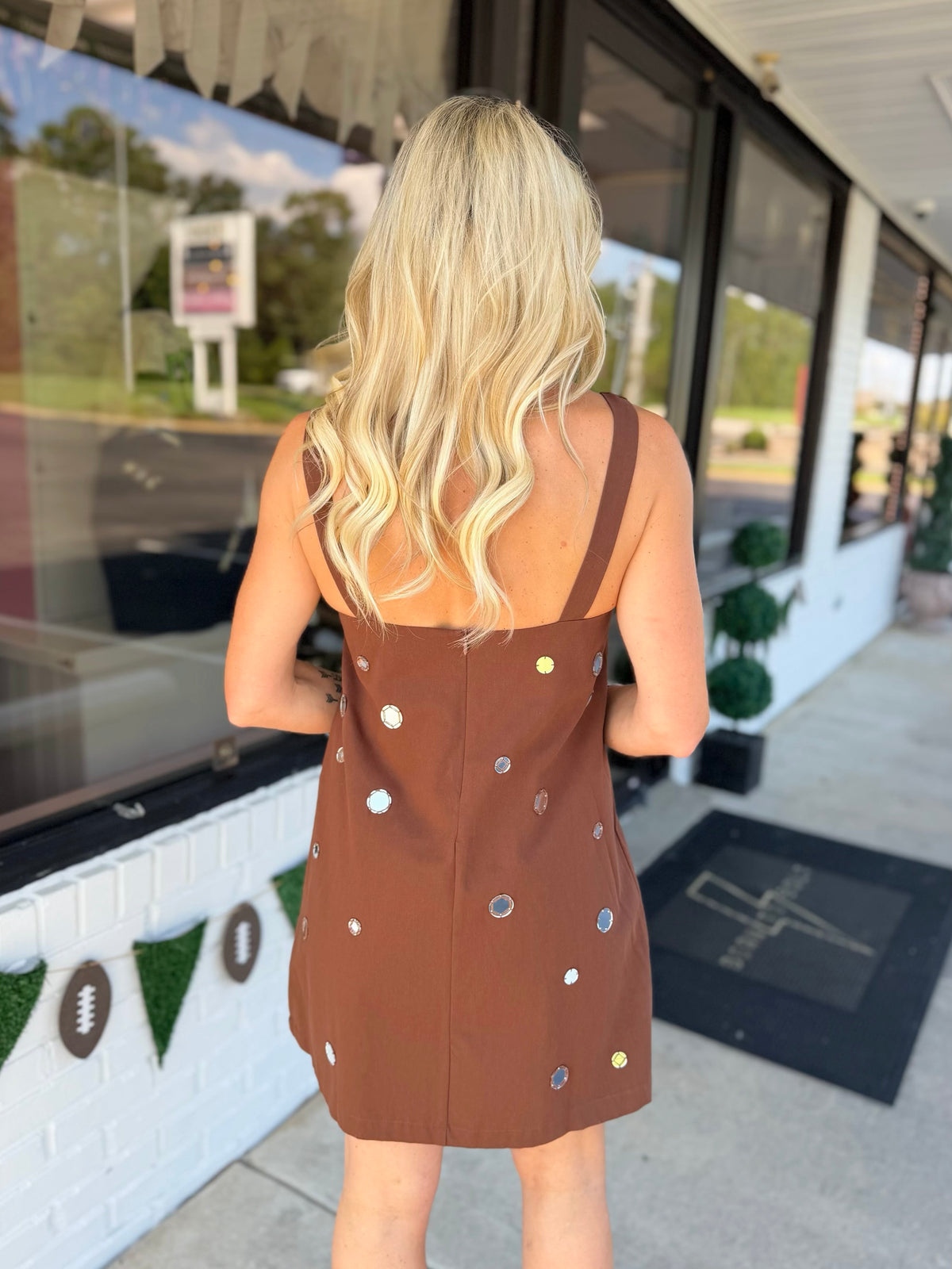 Mirror Embellished Mini Dress