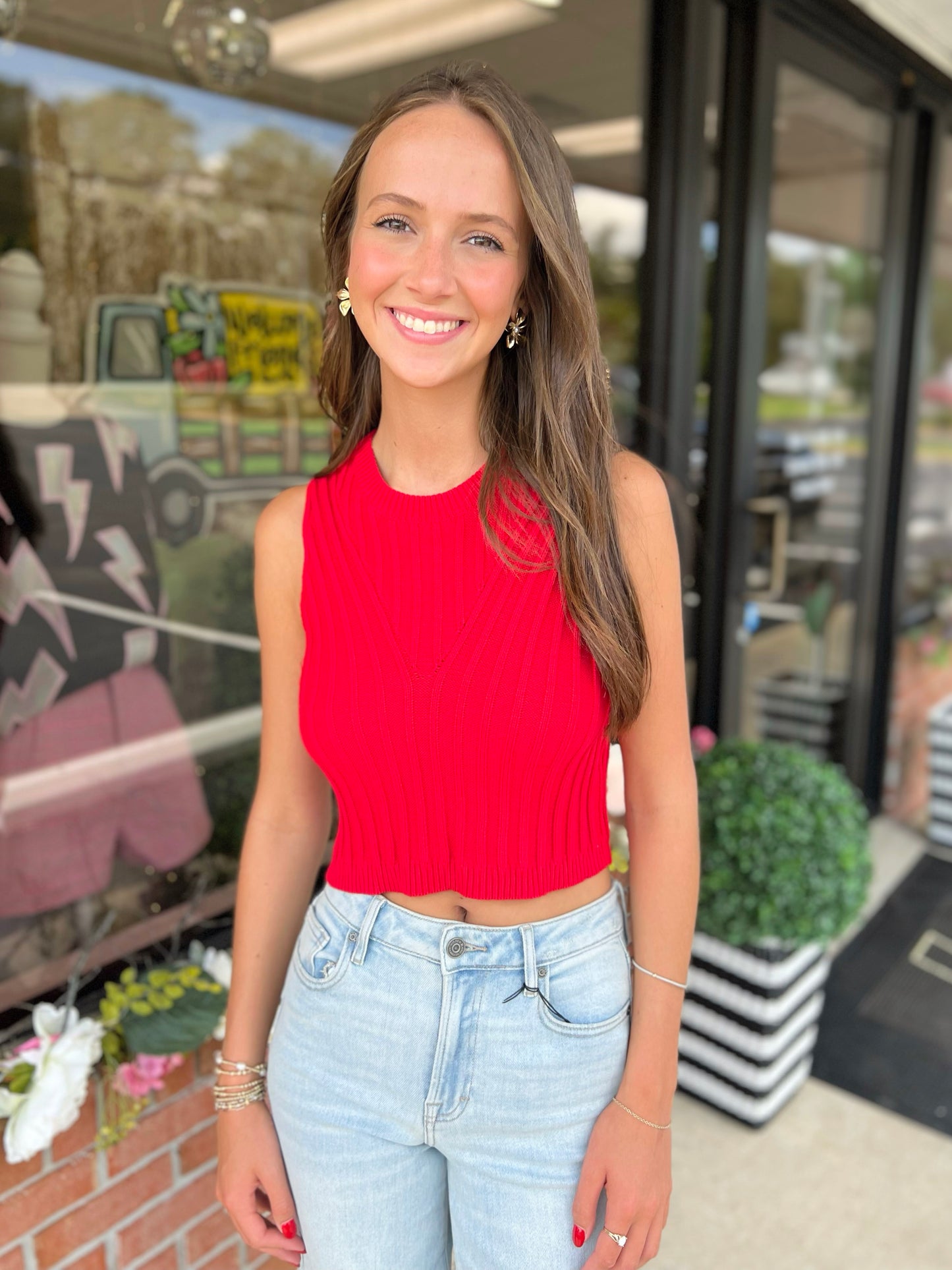 Rib Textured Sleeveless Sweater