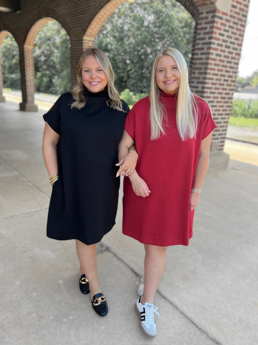 Solid Mock Neck Dress