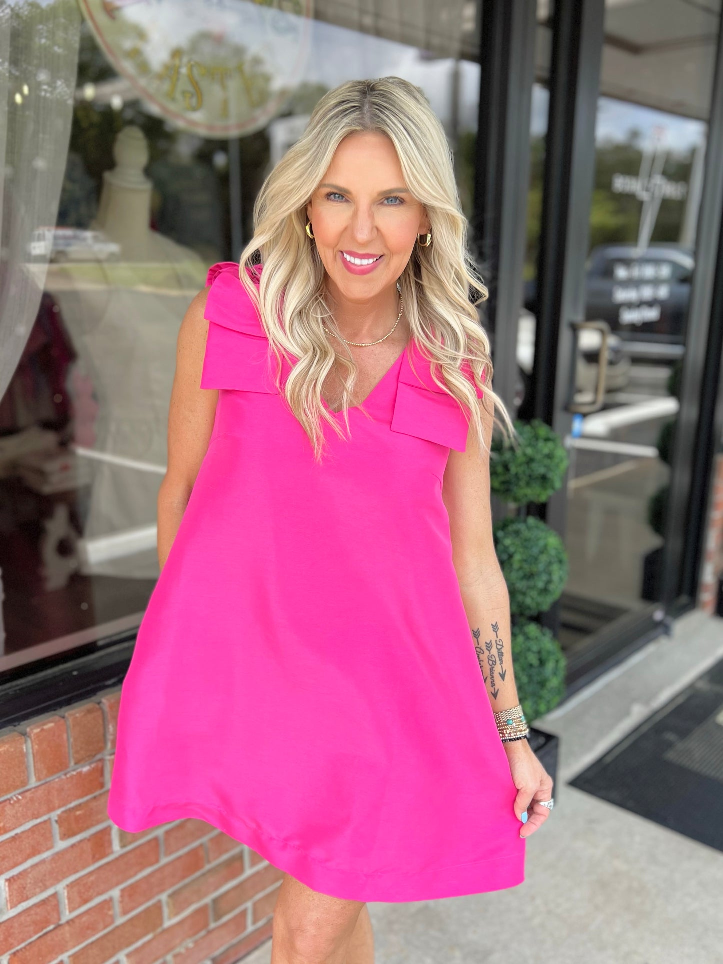 Alani Bow Trapeze Mini Dress