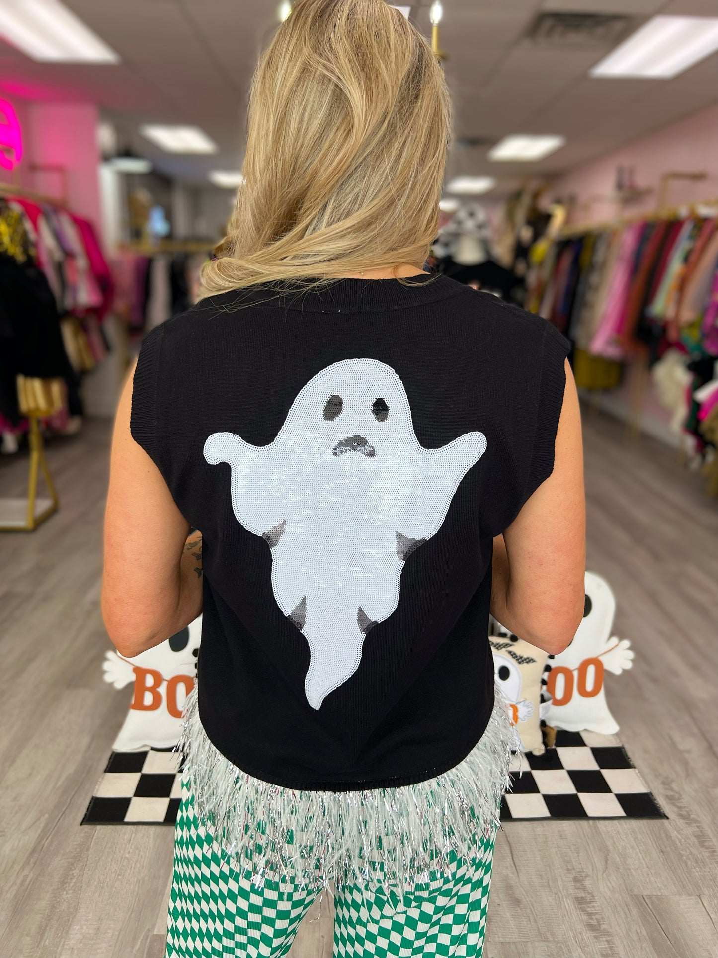 QOS Spooky & Sparkly Sweater Tank