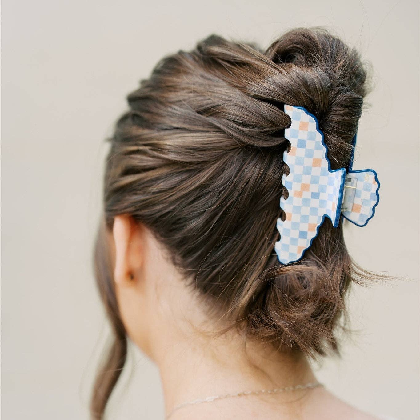 Orange and Blue Scalloped Claw Clip
