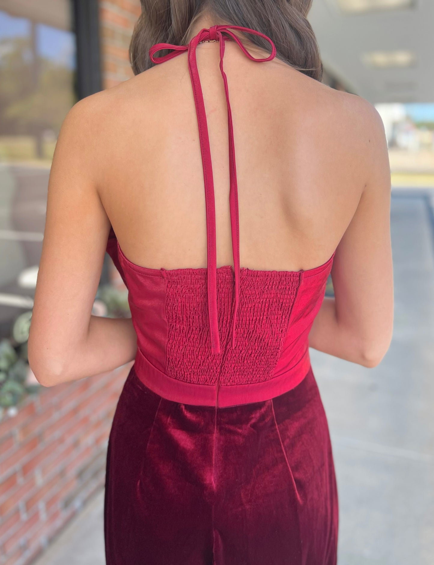 Bow Velvet Jumpsuit