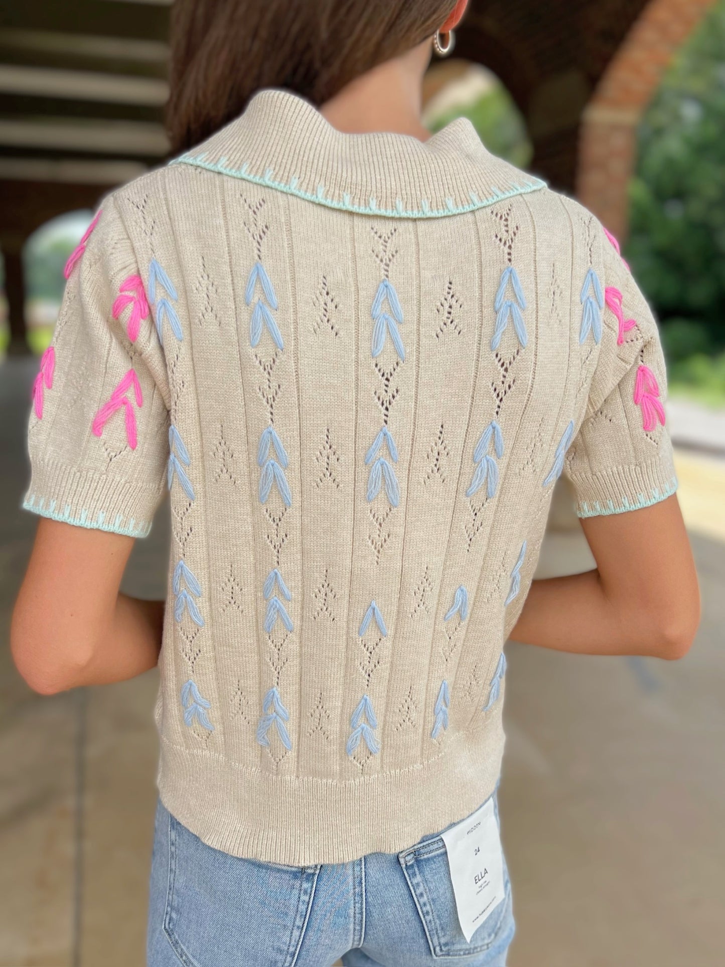 Embroidered Sweater Top