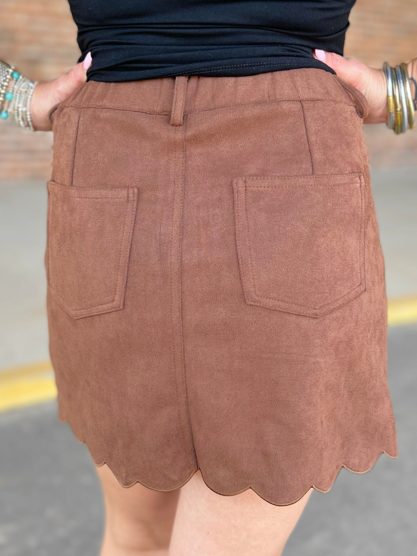 Suede Scallop Edge Skirt