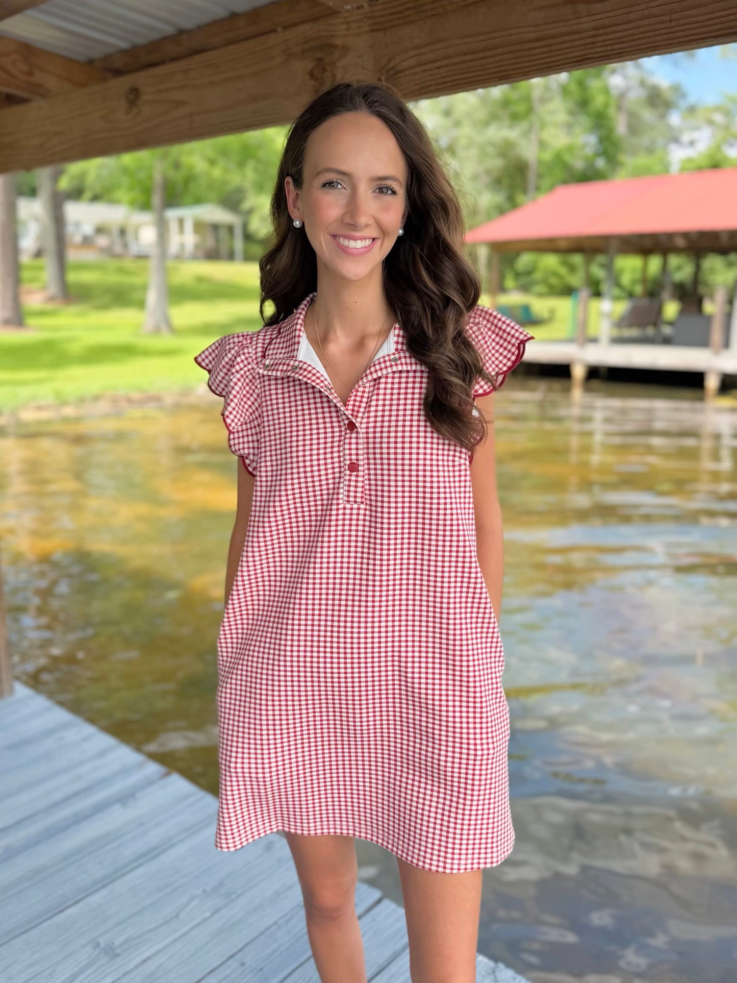 Gingham Scallop Dress