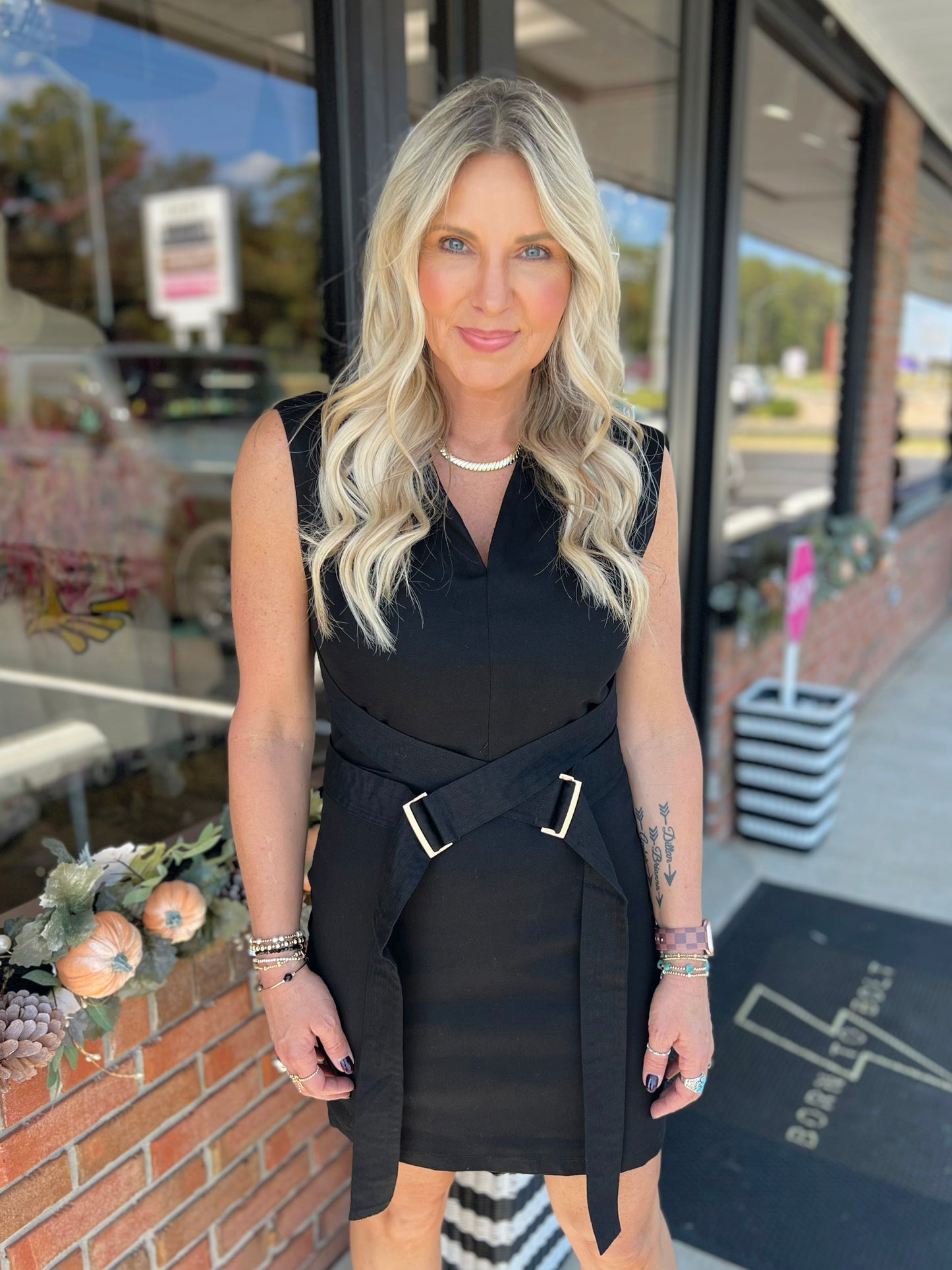 Criss Cross Buckle Dress