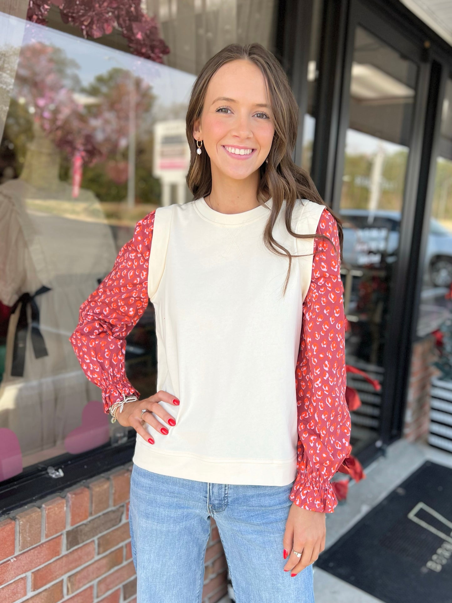 Leopard Sleeve Sweatshirt