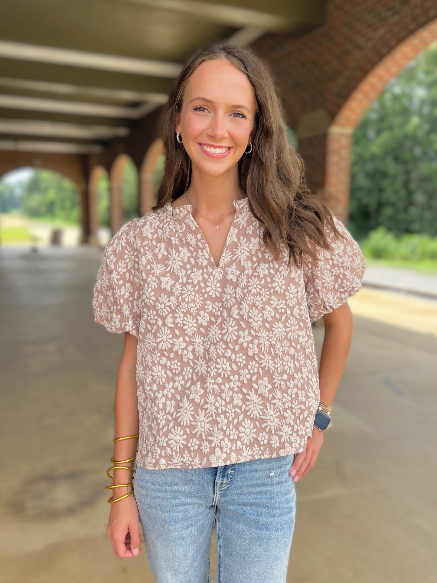Textured Floral Top