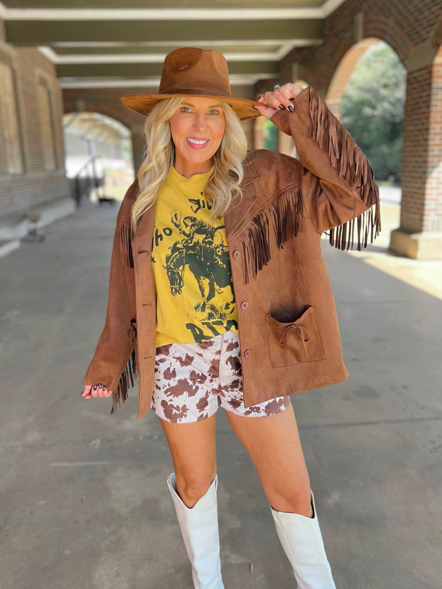 Fringe Detail Suede Jacket
