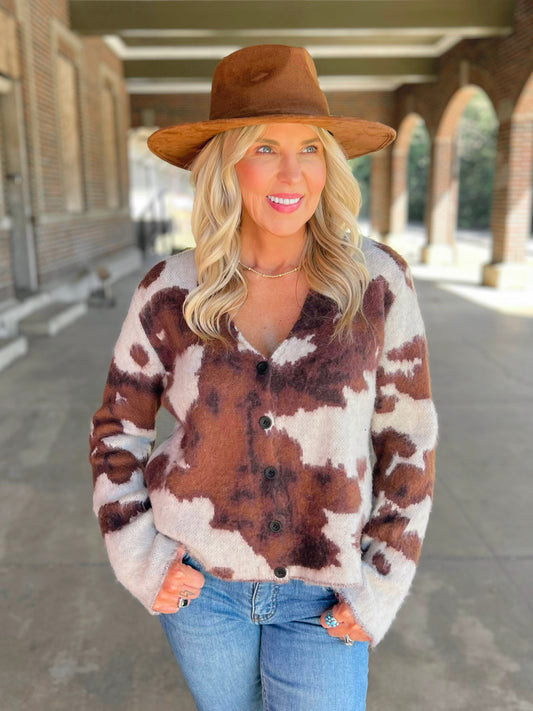 Cow Print Cardigan
