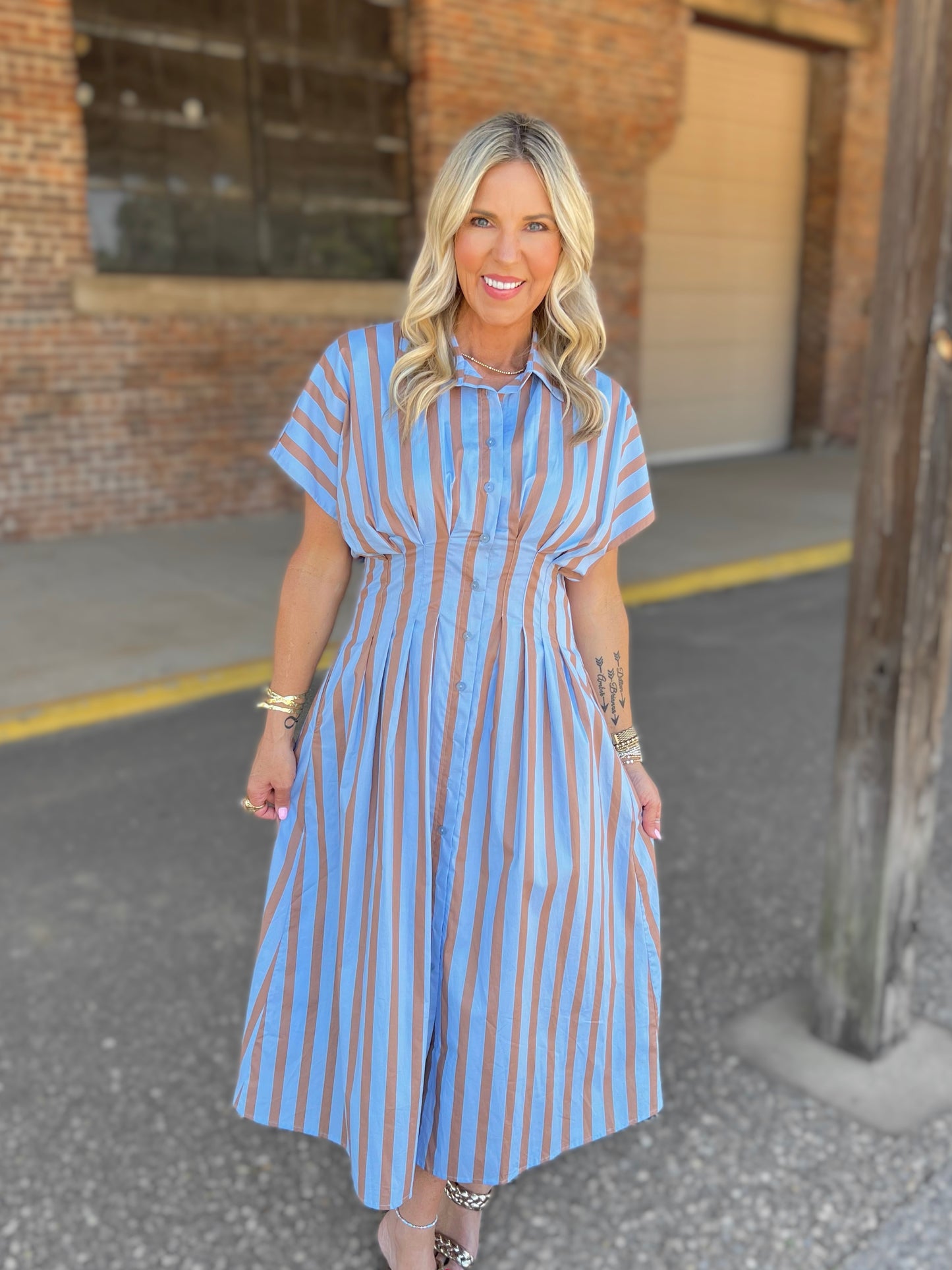 Striped Button Up Maxi Dress