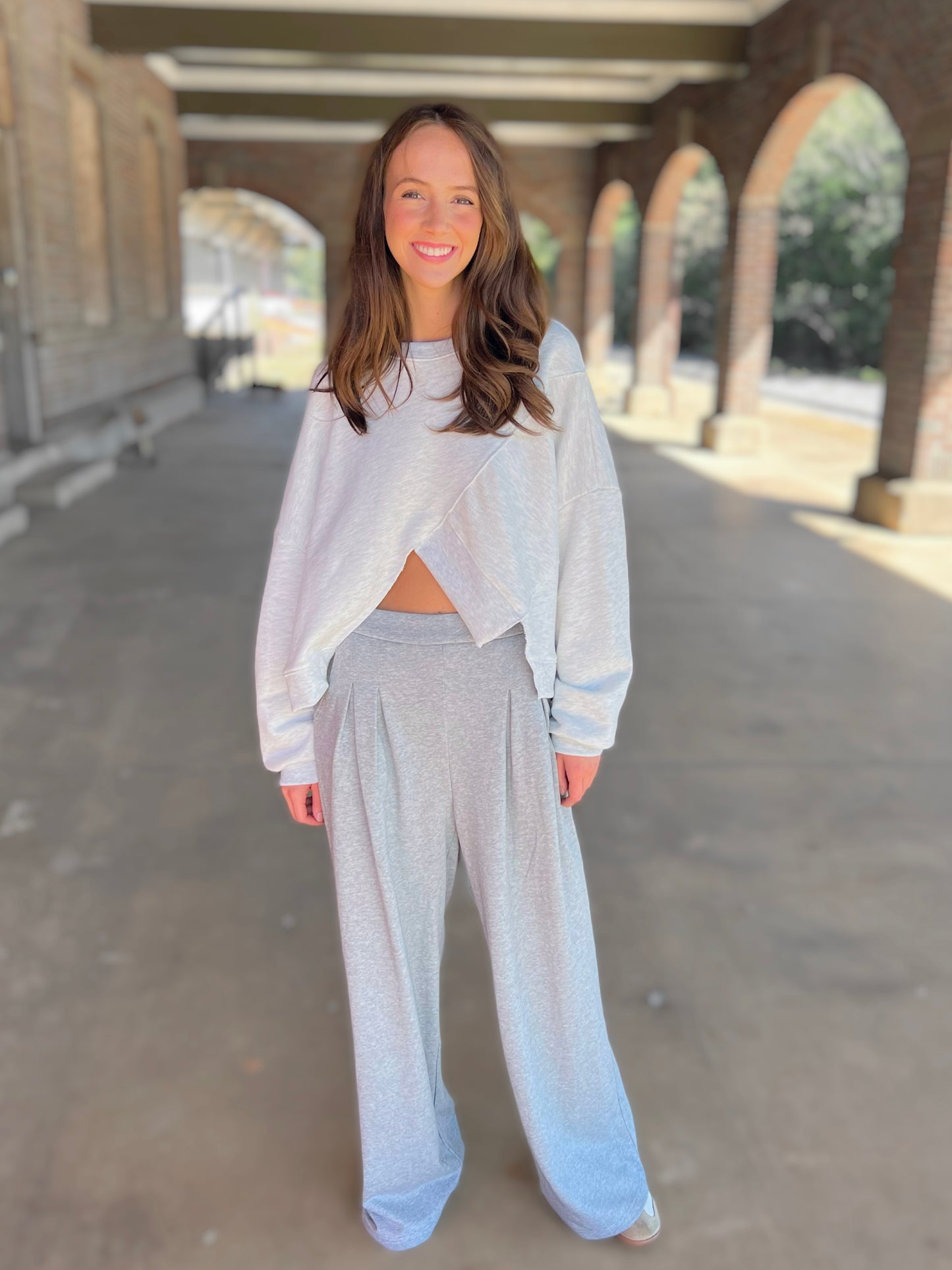 Asymmetrical Hem Terry Sweatshirt