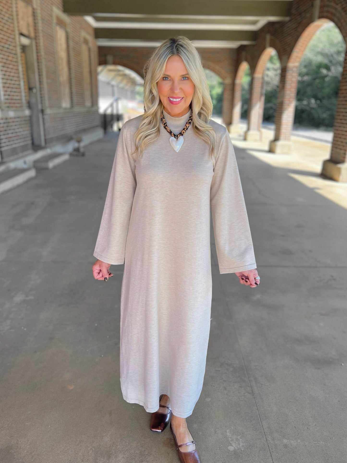 Mock Neck Midi Dress