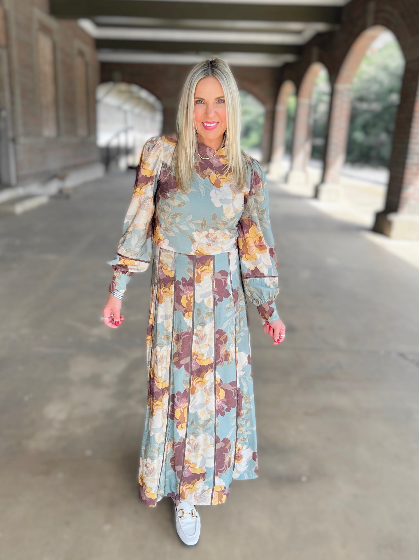 Floral Frenzy Mock Neck Top