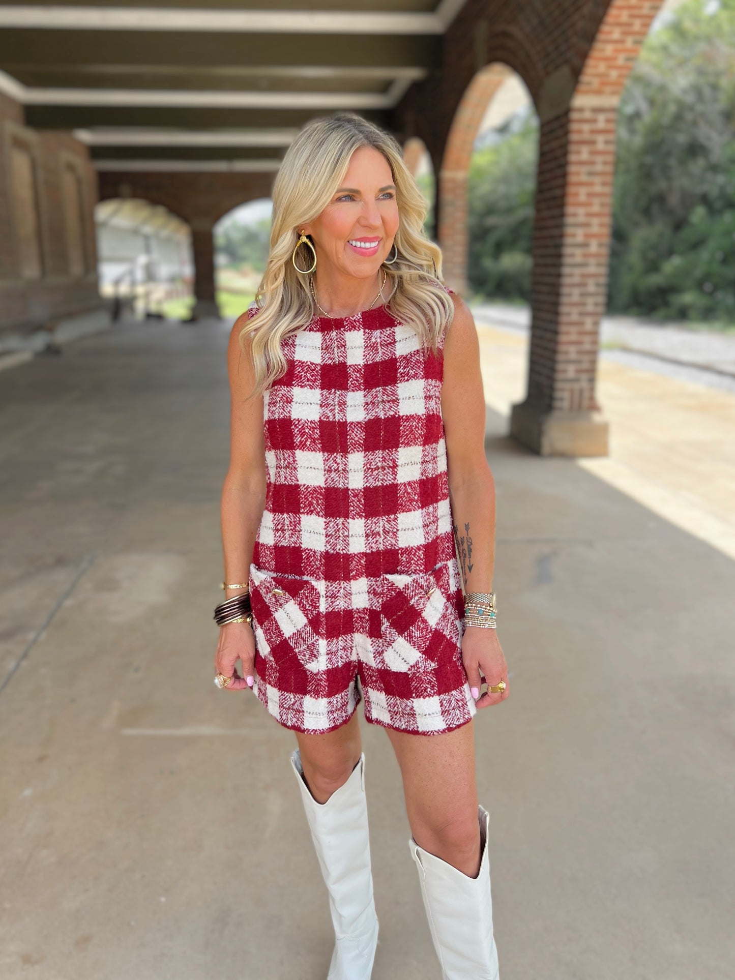 Plaid Tweed Romper