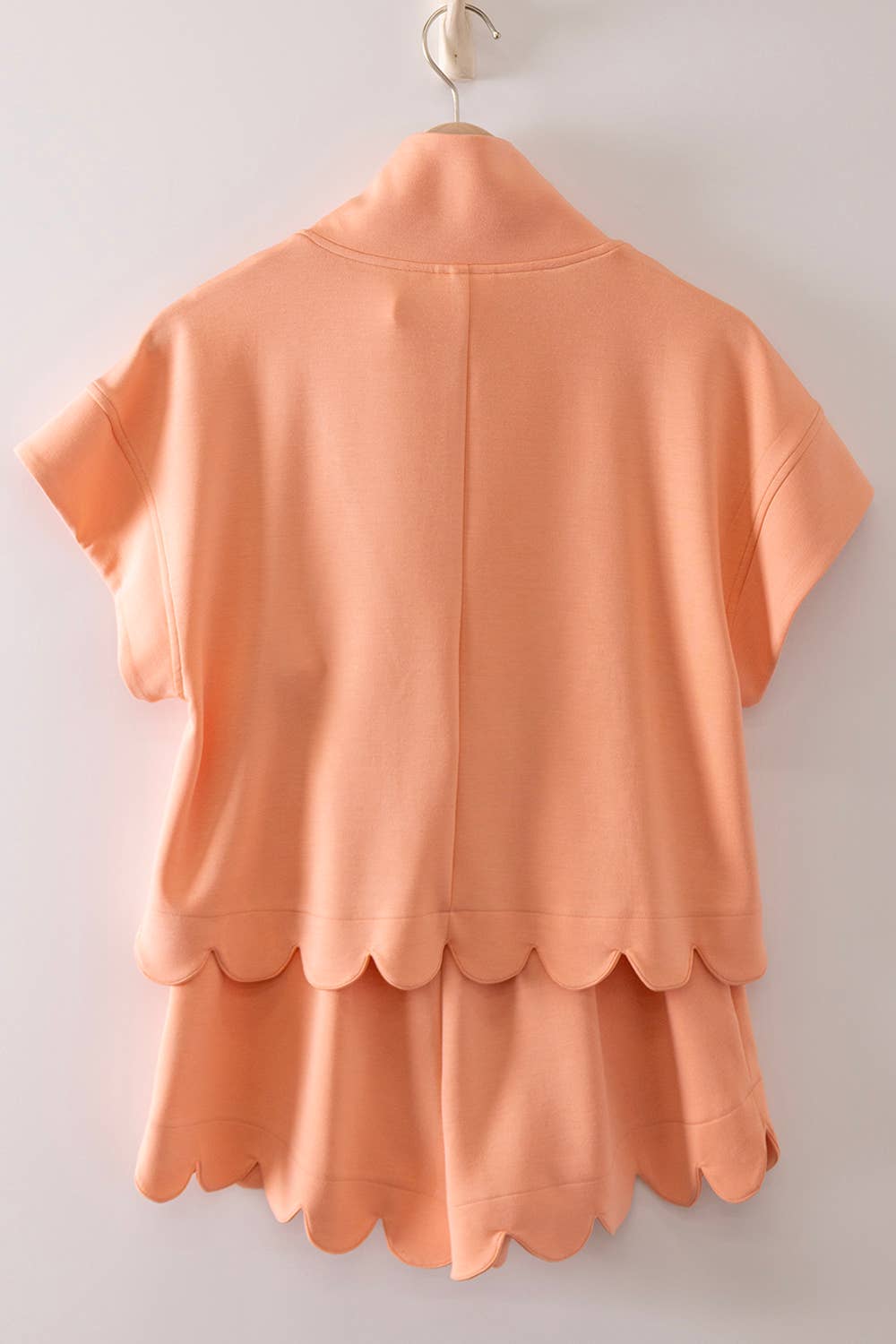 Half-Zip Scallop Short Set