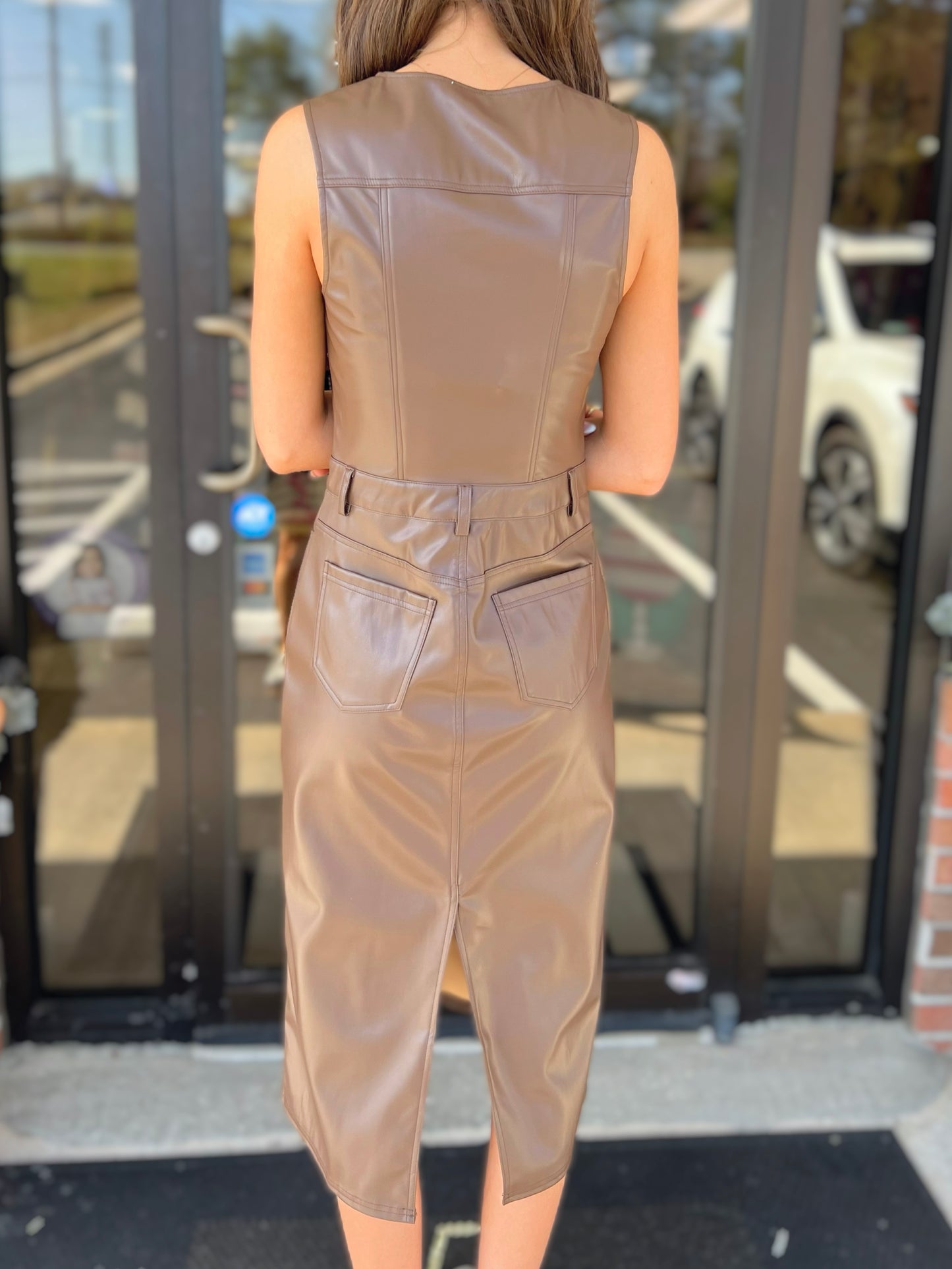 Faux Leather Midi Dress