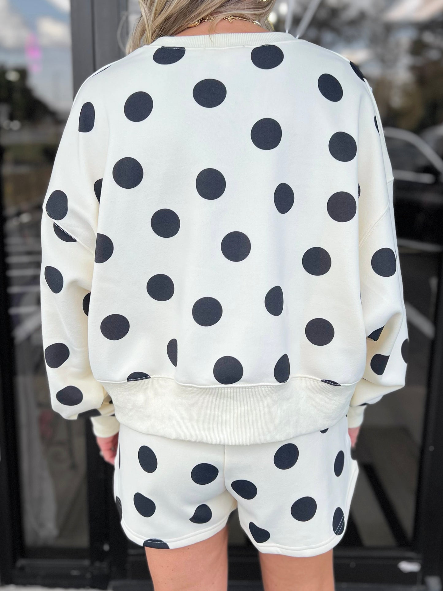 Polka Dot Crop Sweatshirt