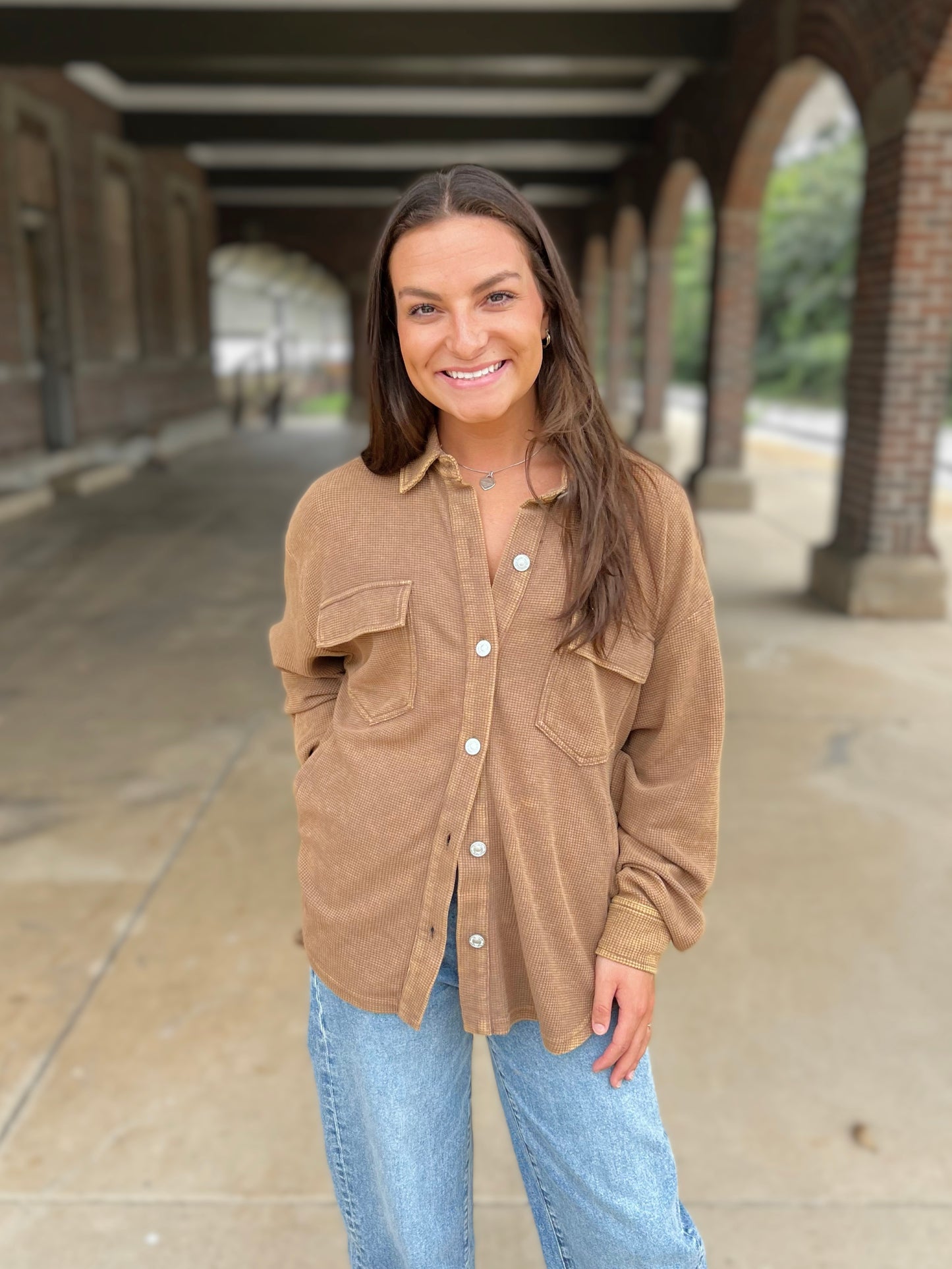 High Low Button Up Top