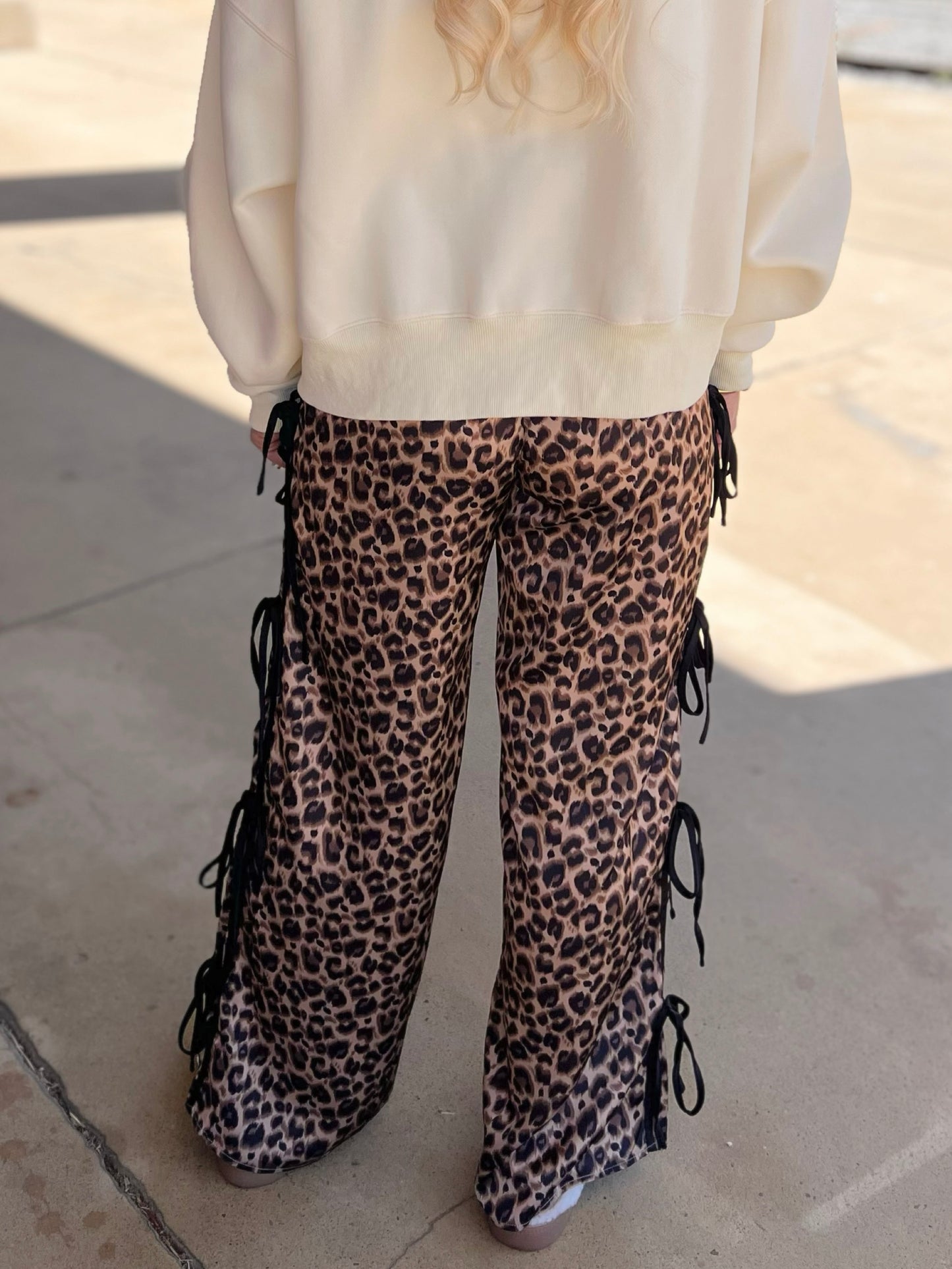Leopard Print Pants with Side Ties