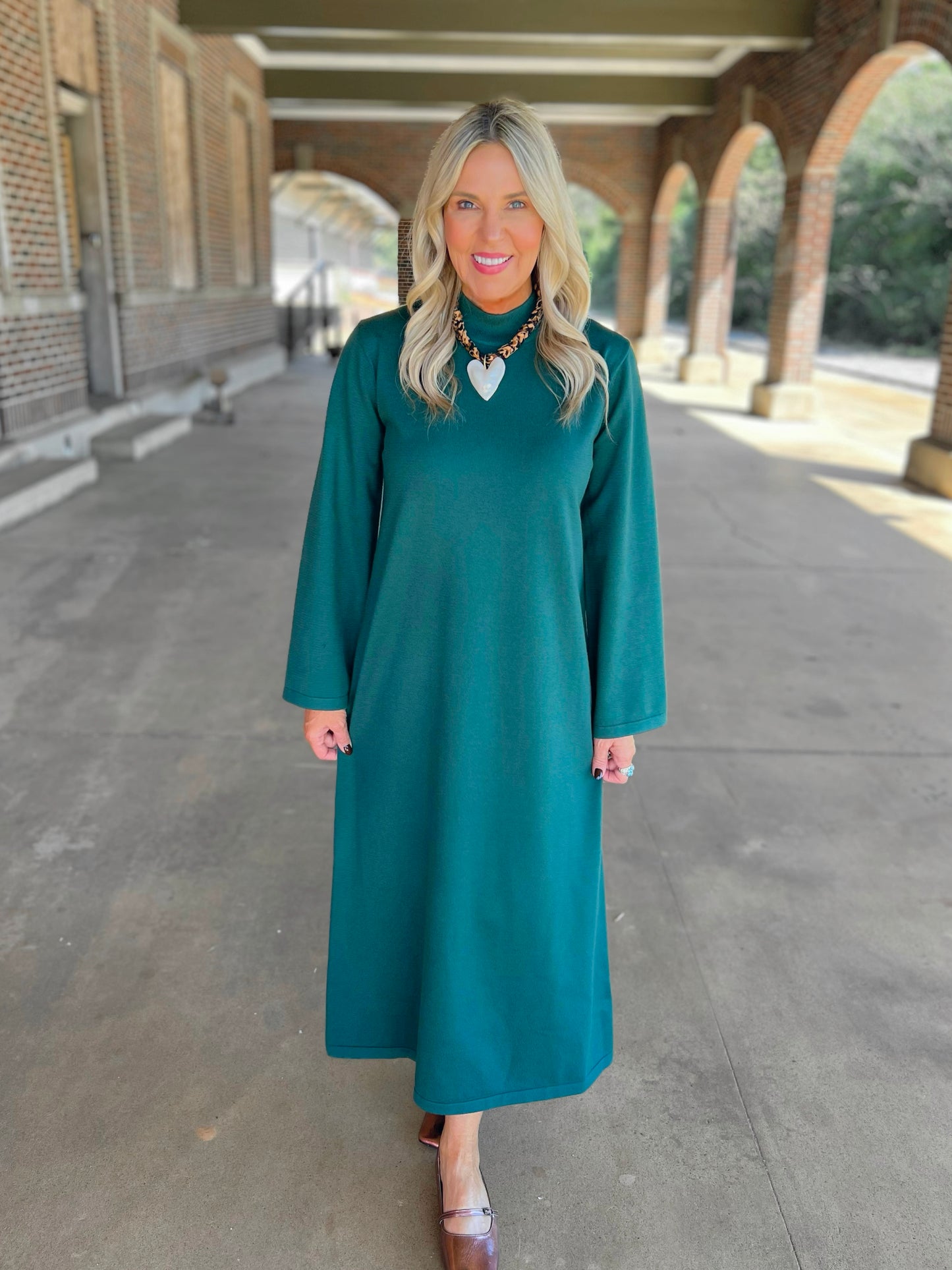 Mock Neck Midi Dress