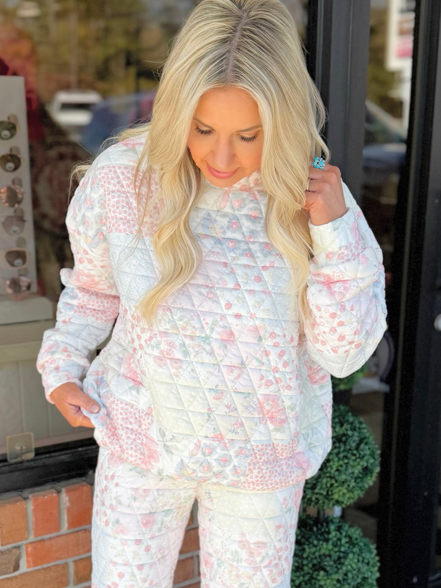 Patchwork Mock Neck Sweatshirt