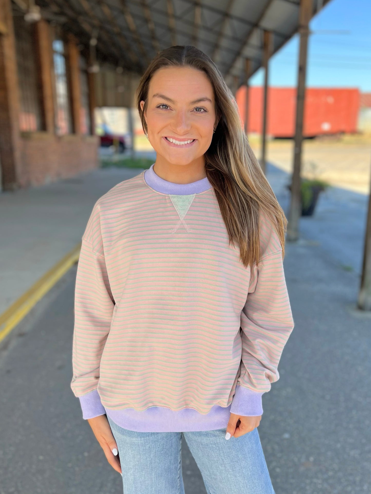 Crewneck Striped Sweatshirt