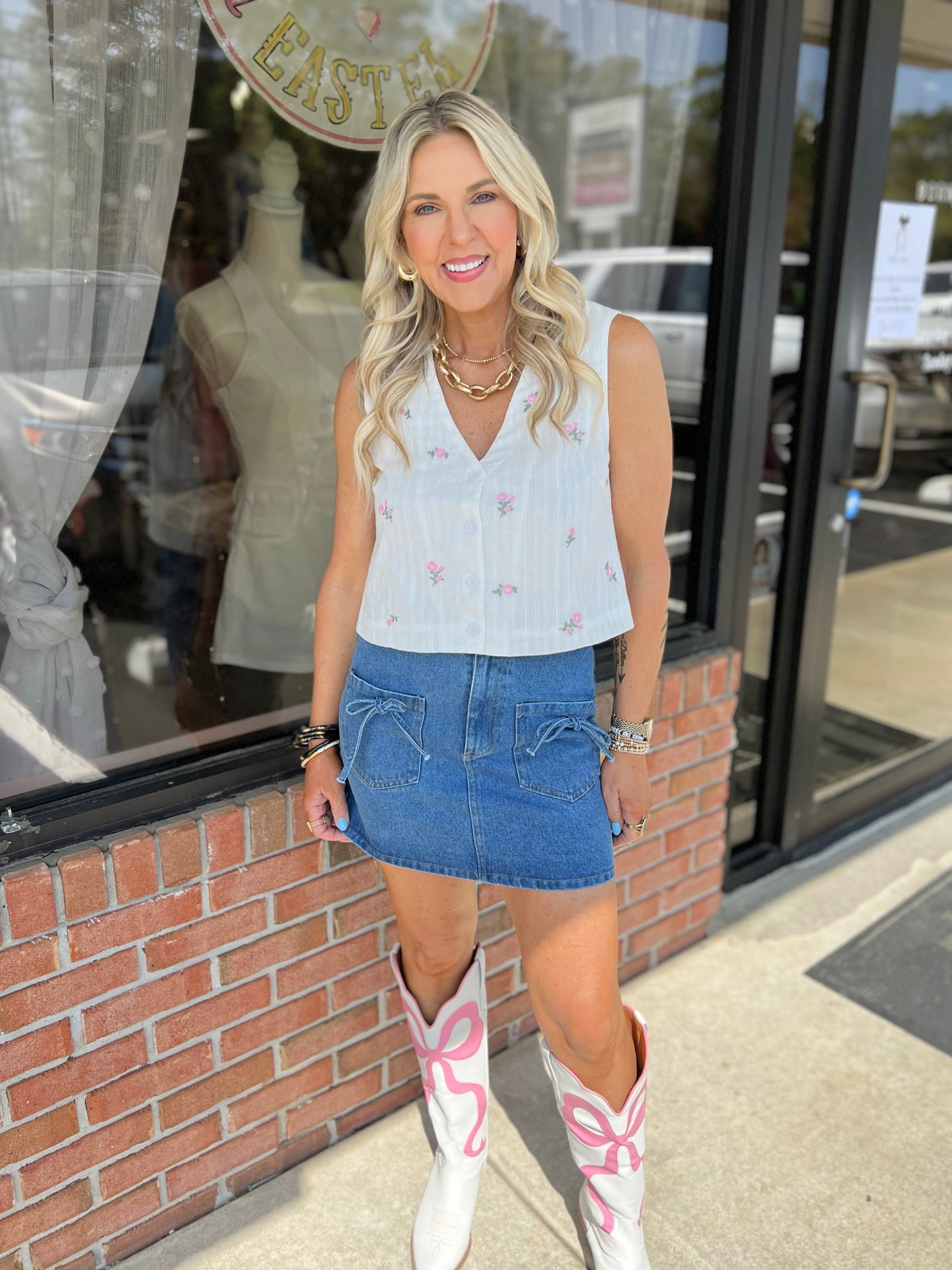 Embroidered Rose Vest