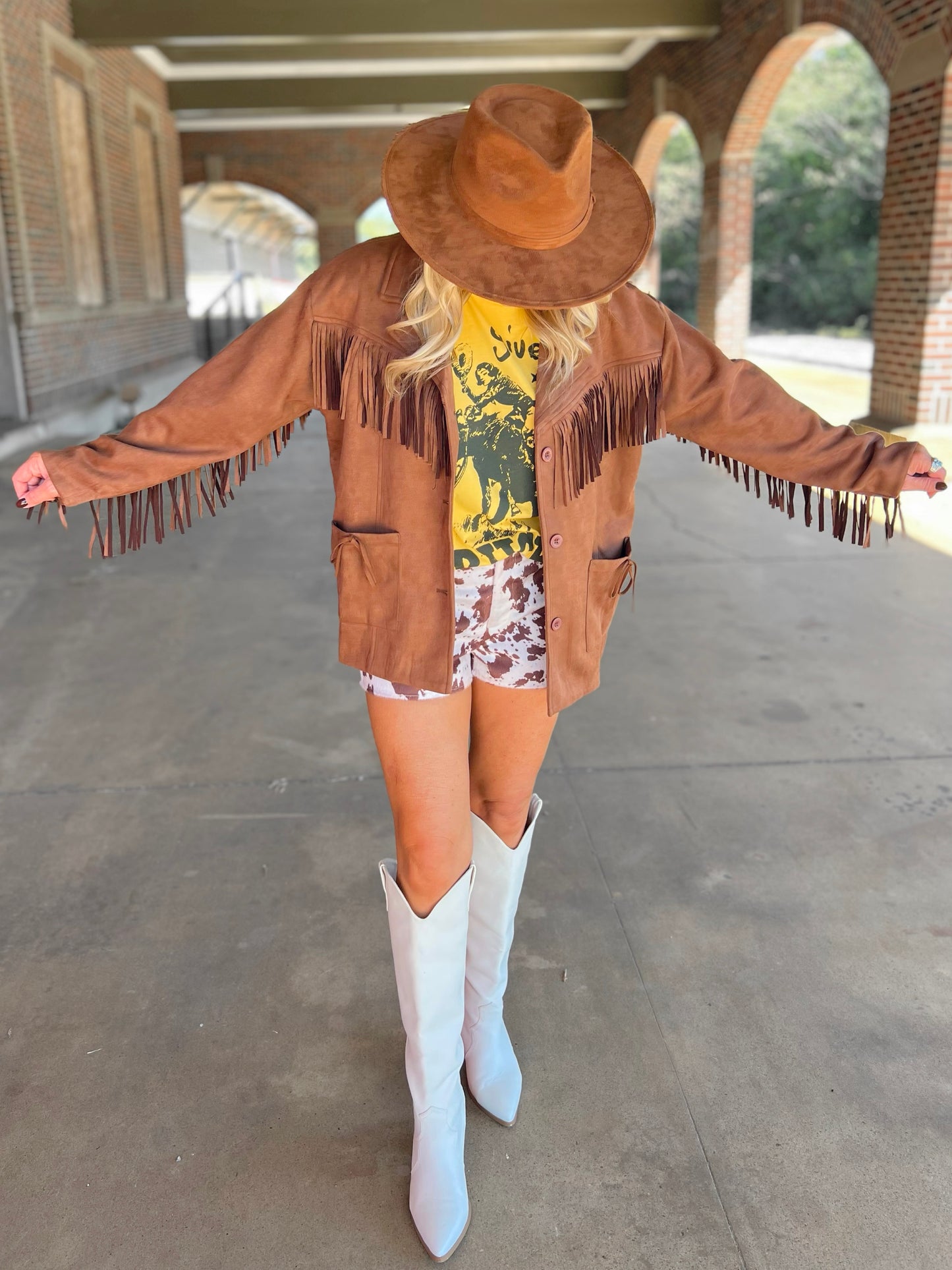Fringe Detail Suede Jacket