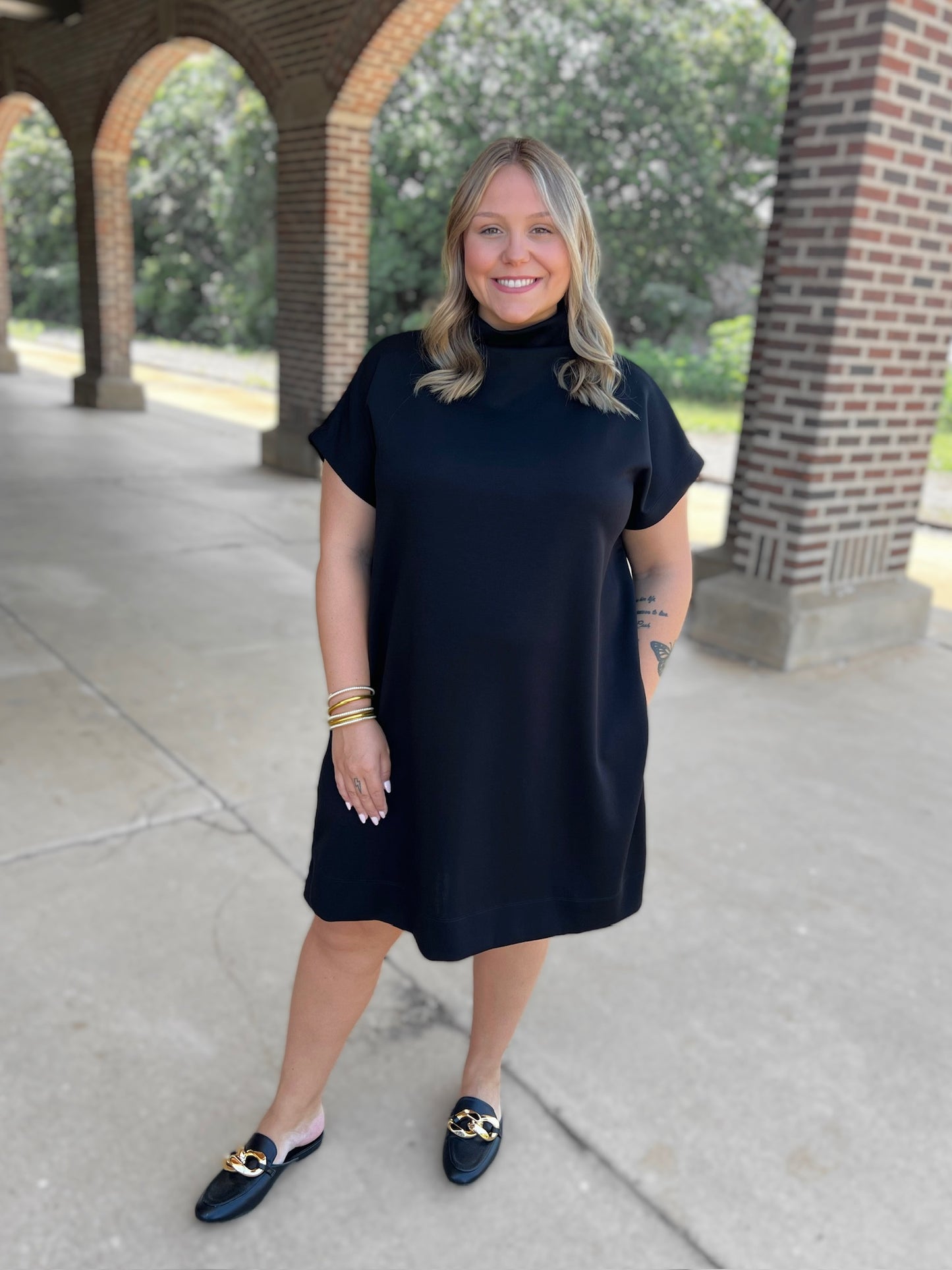 Solid Mock Neck Dress