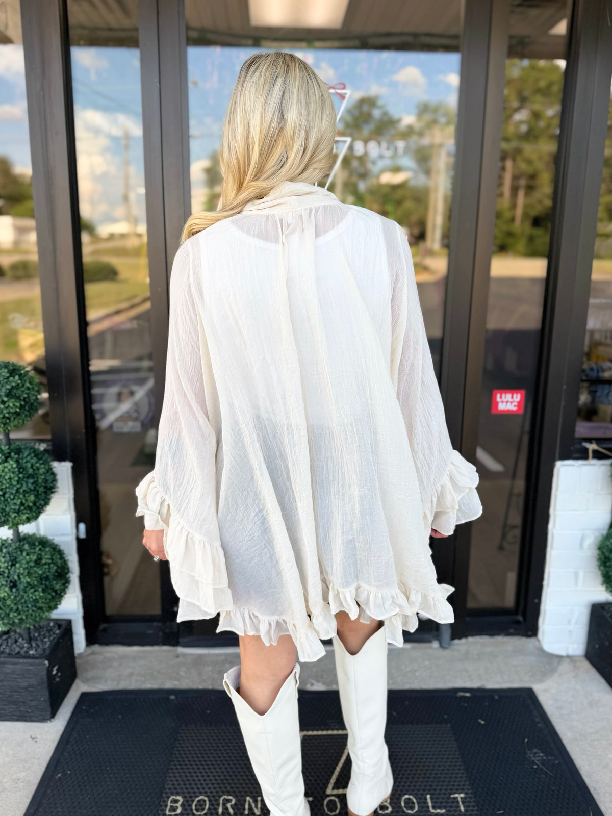 Bow Ruffle Poncho Top