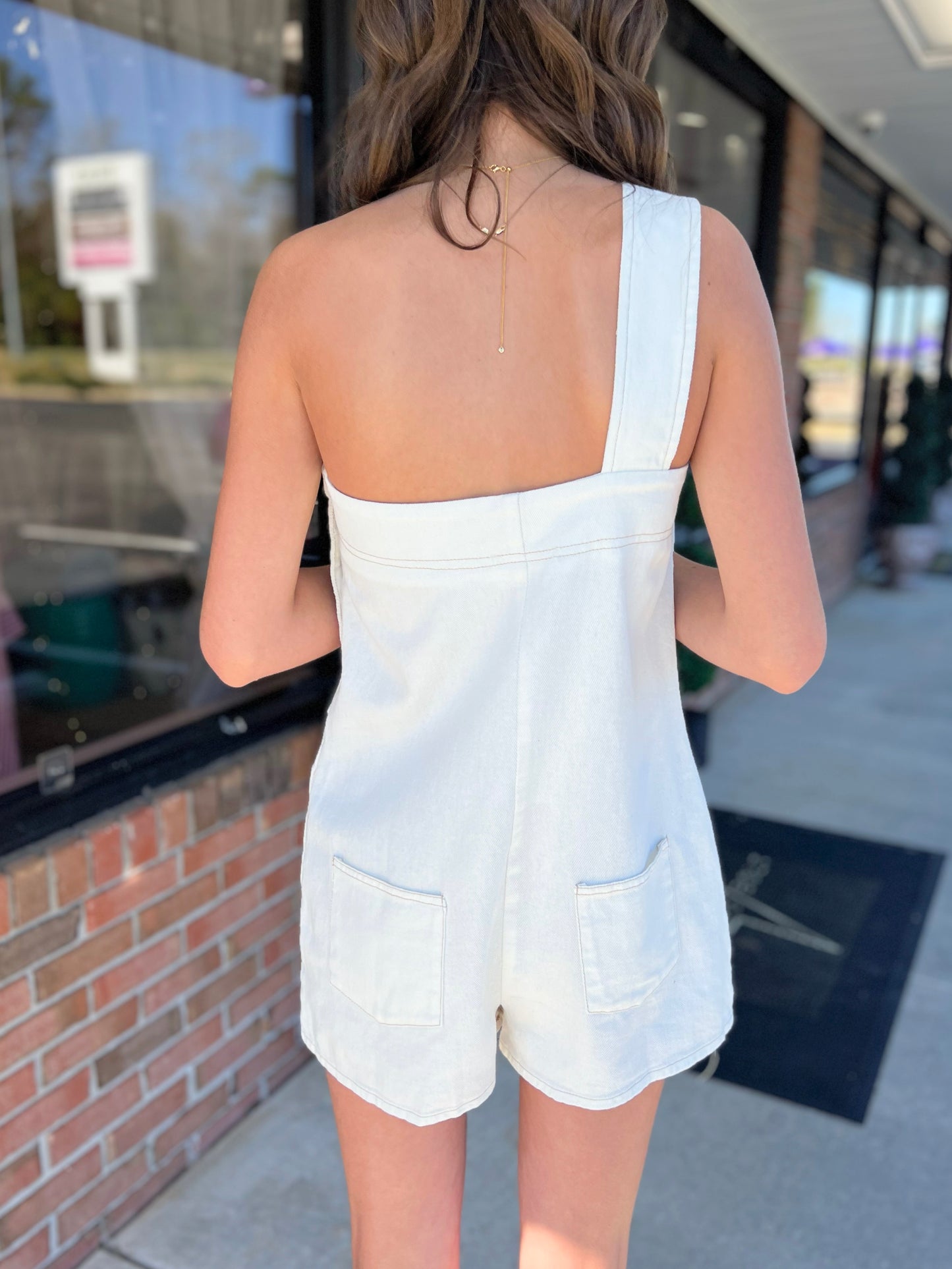 One Shoulder Denim Overalls