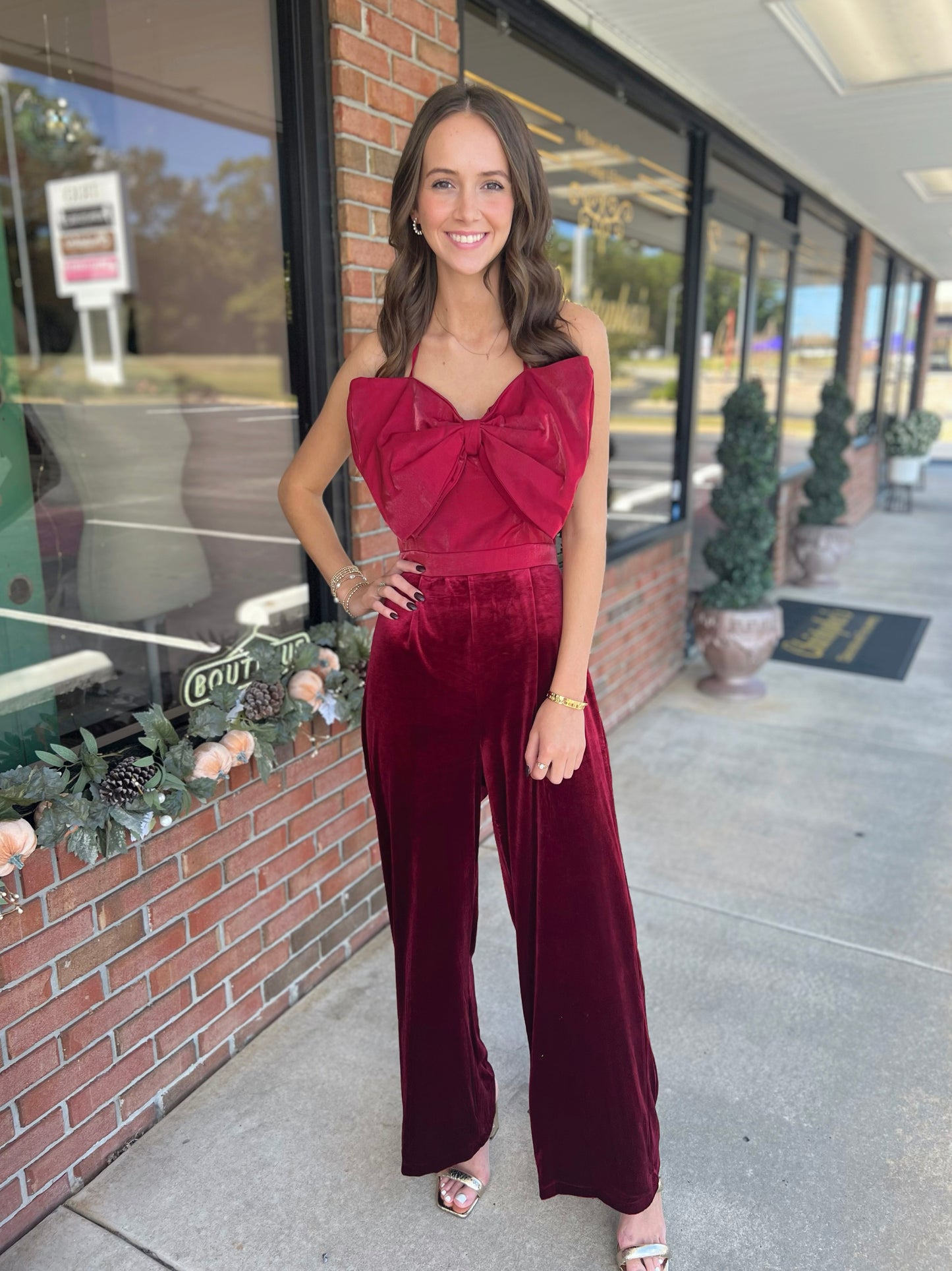 Bow Velvet Jumpsuit