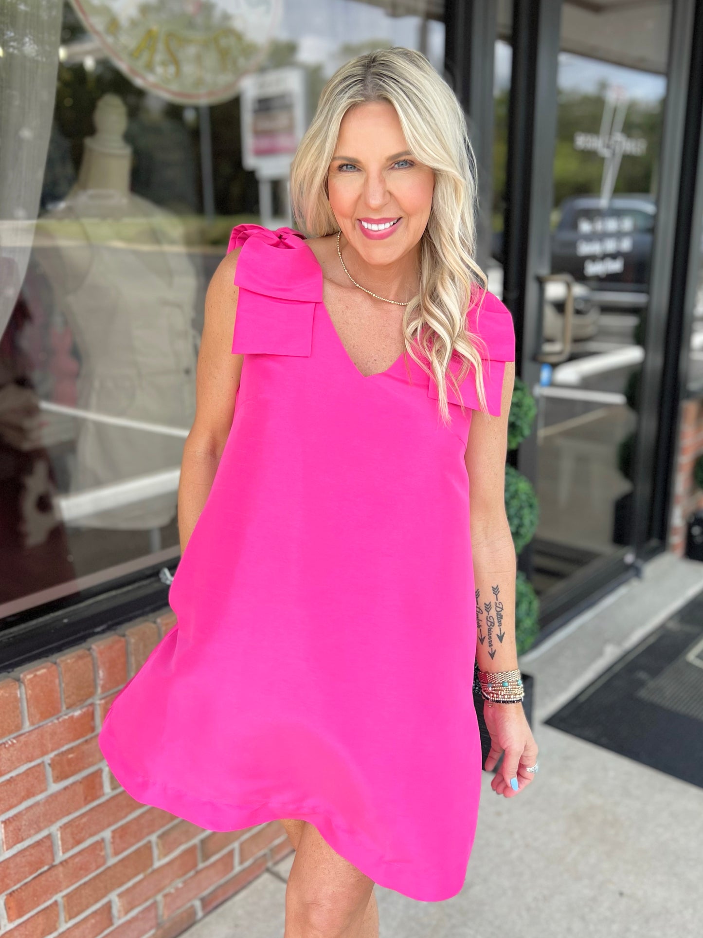 Alani Bow Trapeze Mini Dress