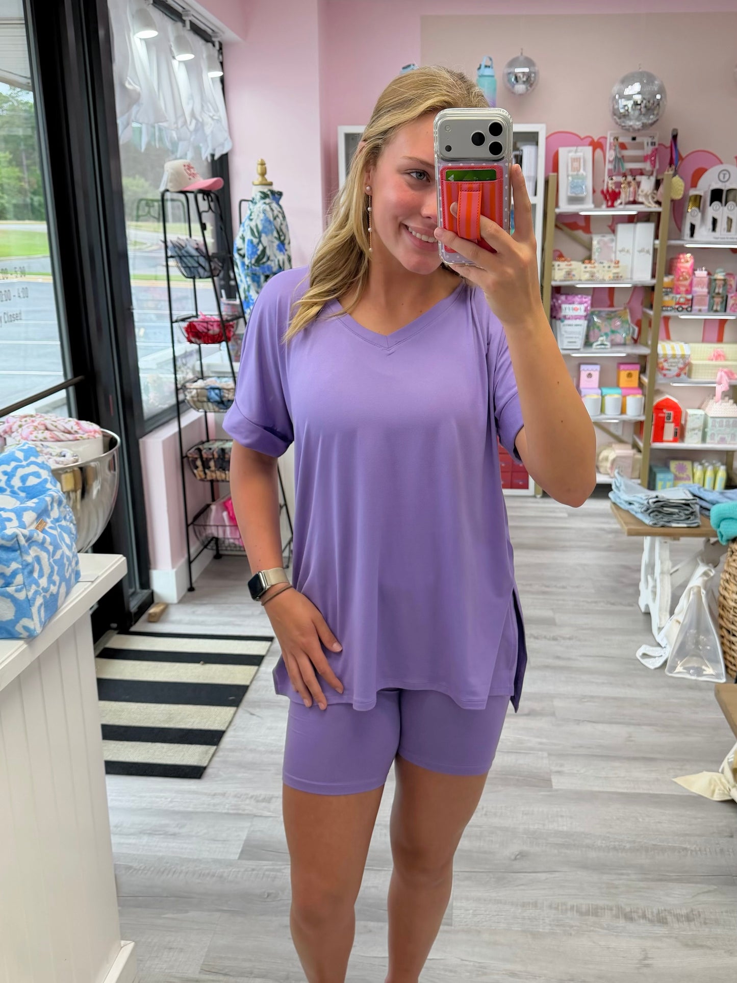 Buttery Soft V-Neck Top & Biker Shorts Set
