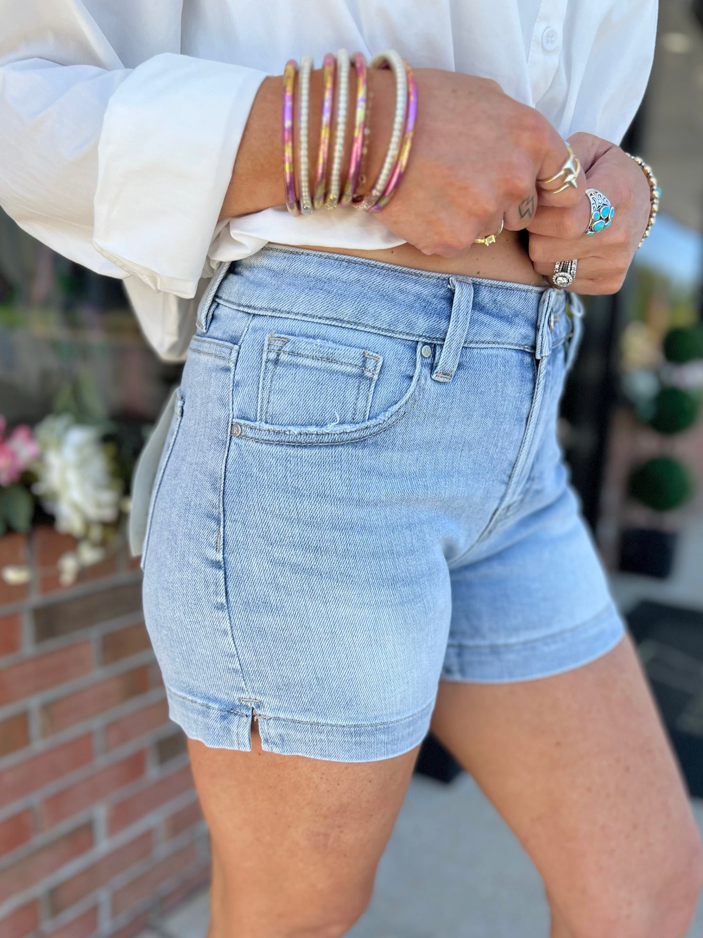 High Rise Side Slit Shorts