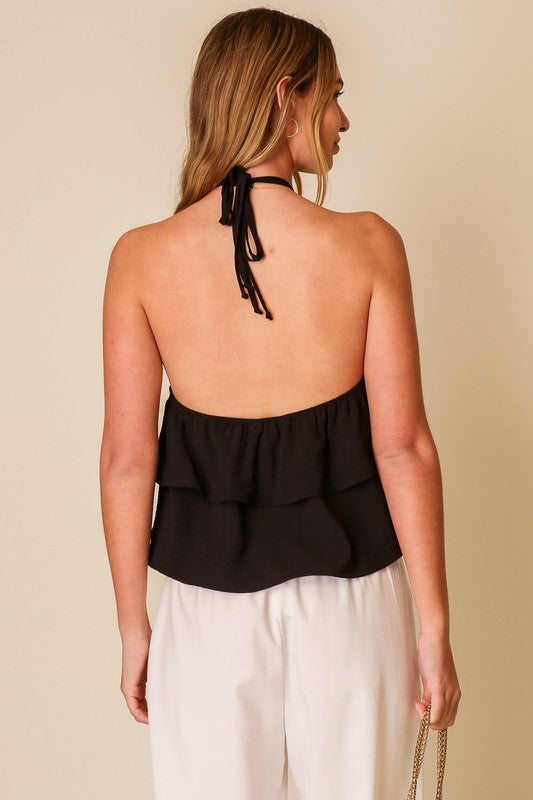 Halter Neck Top with Flower